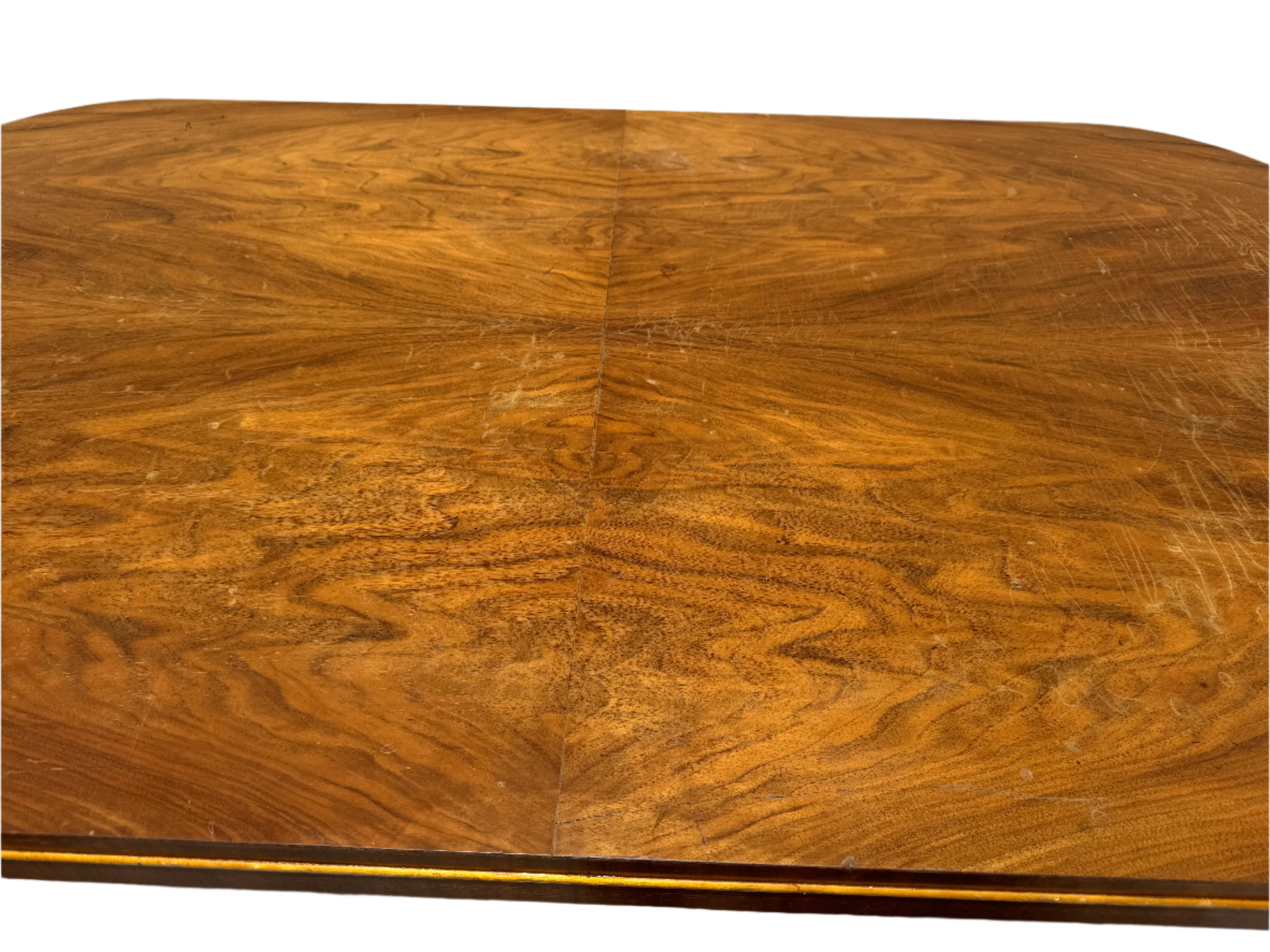 Vintage Moderne Walnut Dining Table With Swirl Walnut Bookmatched Veneer Top | Work of Man 