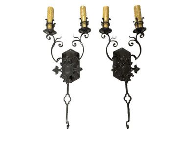 20th Century Lighting Pair of Spanish Colonial Sconces Las Gardenias Oil Rubbed Bronze