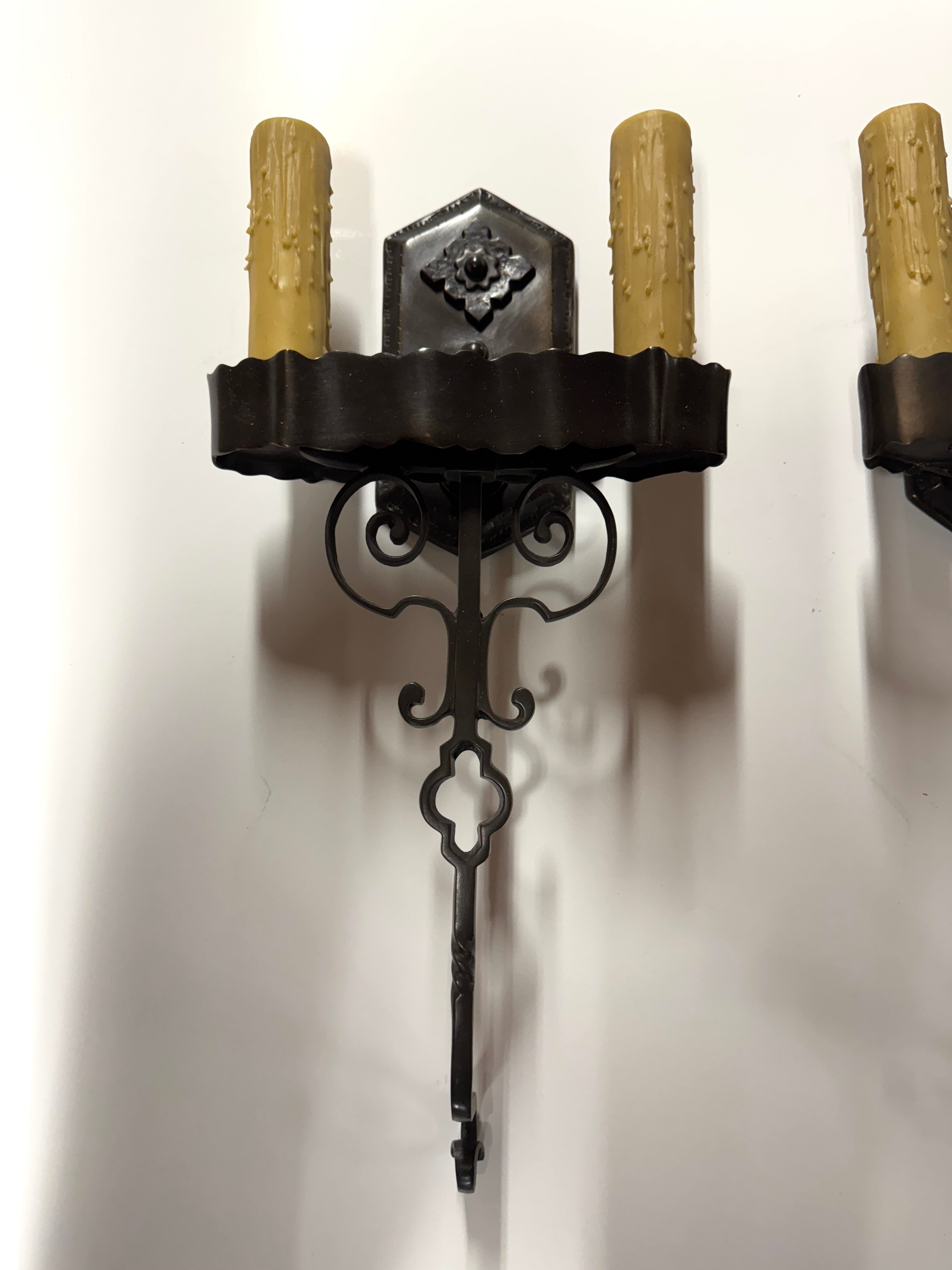 AL3-013: 20th Century Lighting Pair of Spanish Colonial Sconces El Presidente Oil Rubbed Bronze