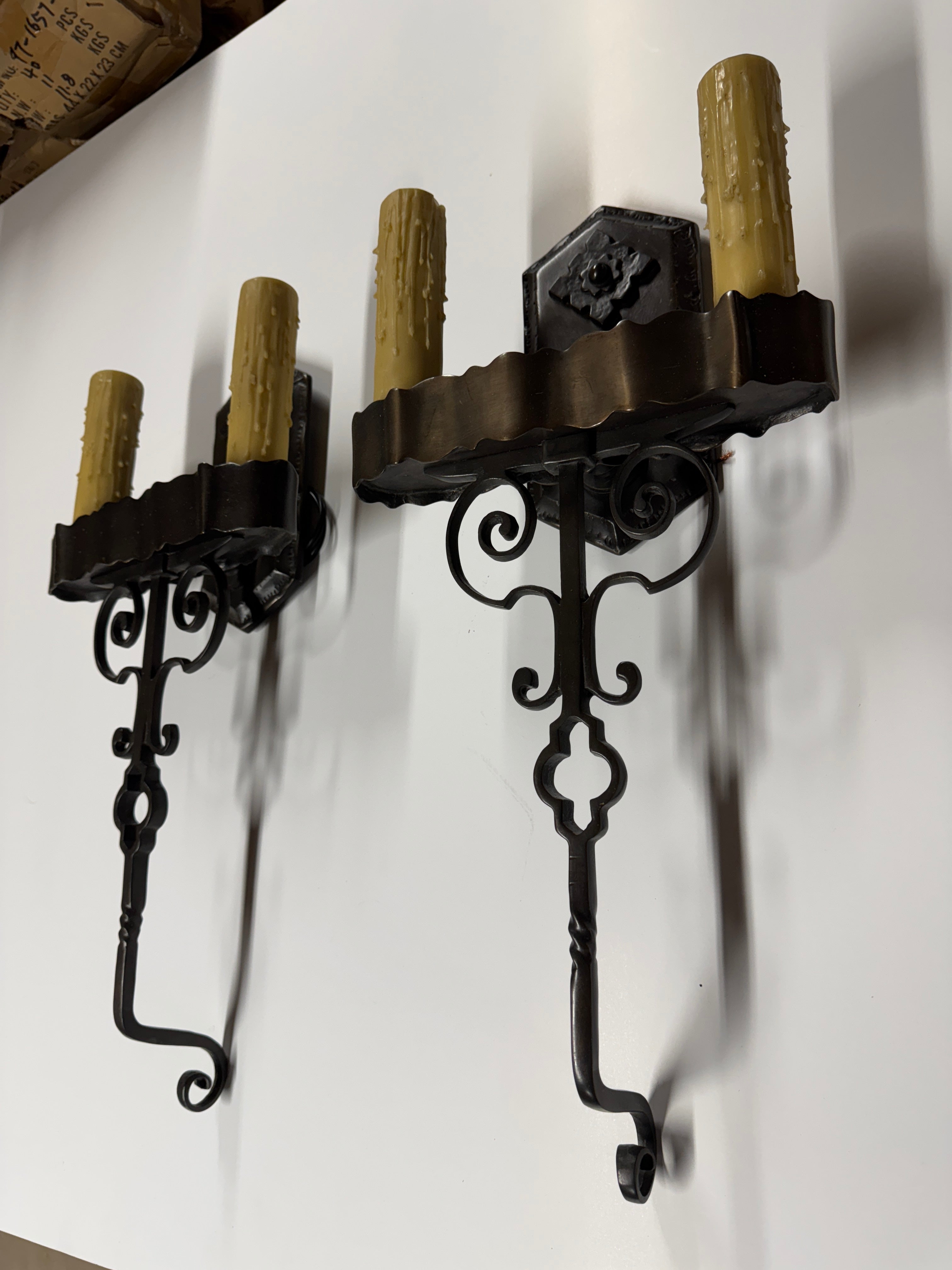 AL3-013: 20th Century Lighting Pair of Spanish Colonial Sconces El Presidente Oil Rubbed Bronze