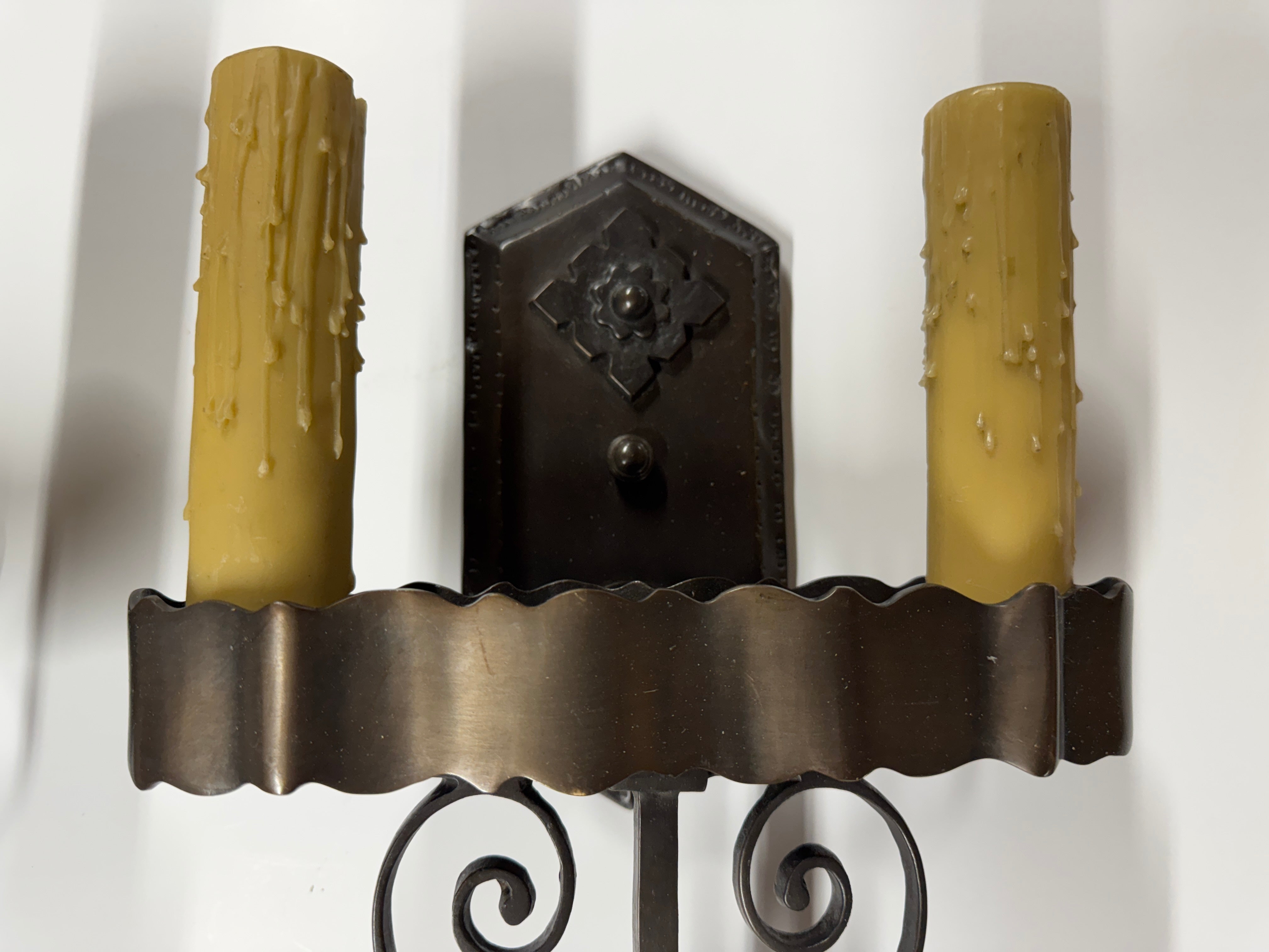 AL3-013: 20th Century Lighting Pair of Spanish Colonial Sconces El Presidente Oil Rubbed Bronze