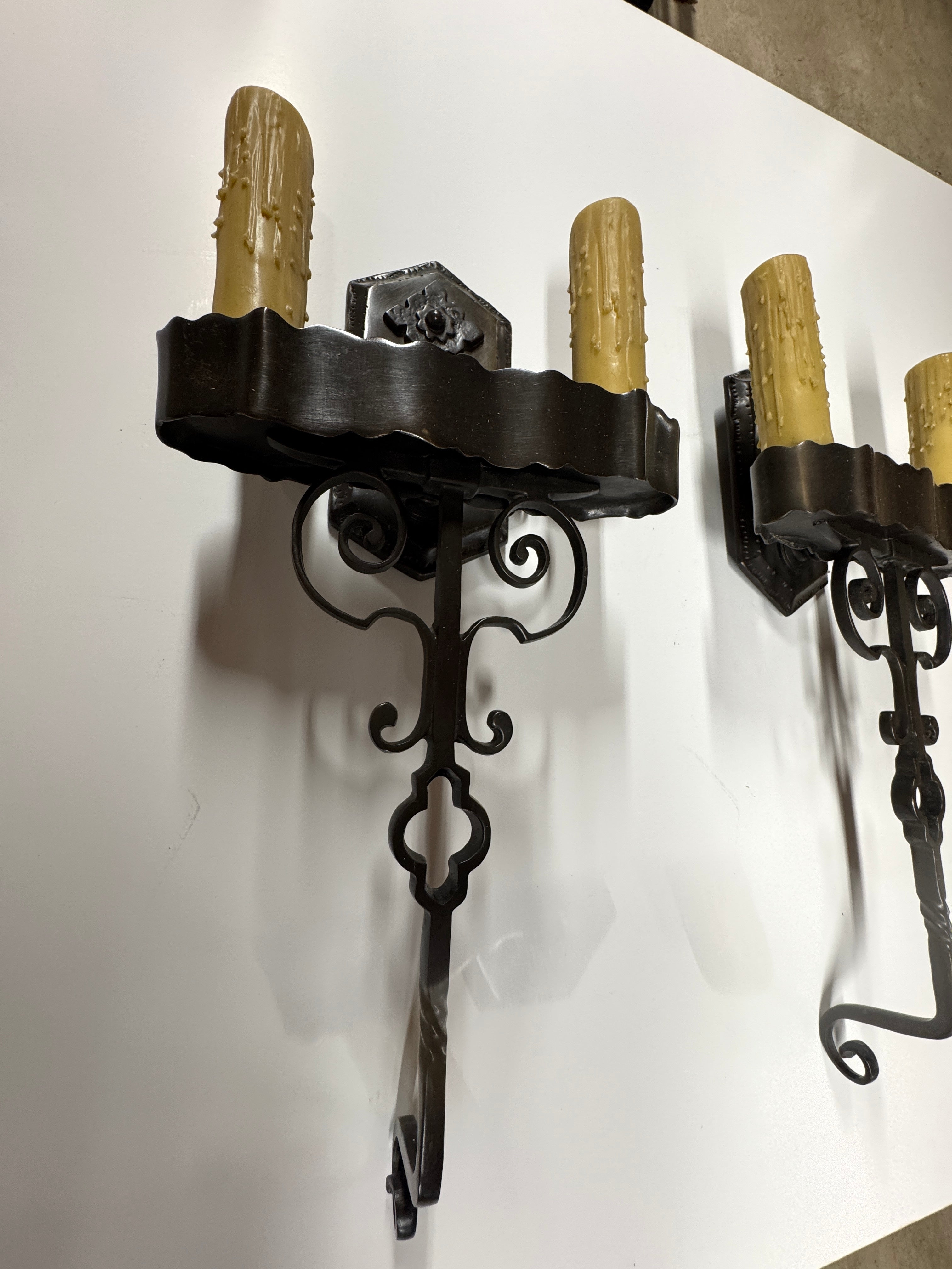 AL3-013: 20th Century Lighting Pair of Spanish Colonial Sconces El Presidente Oil Rubbed Bronze