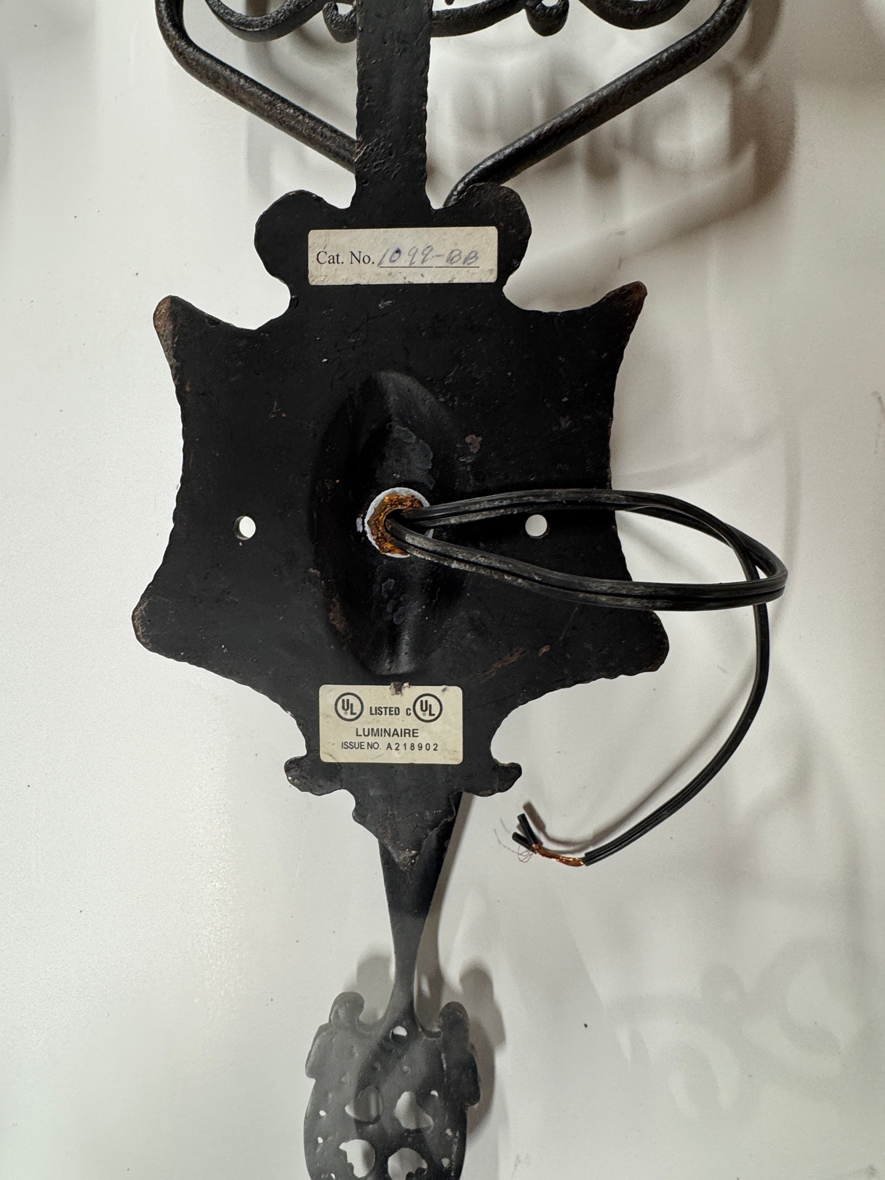 AL3-014: 20th Century Lighting Pair of Spanish Colonial Sconces El Mirado Distressed Painted Iron Finish