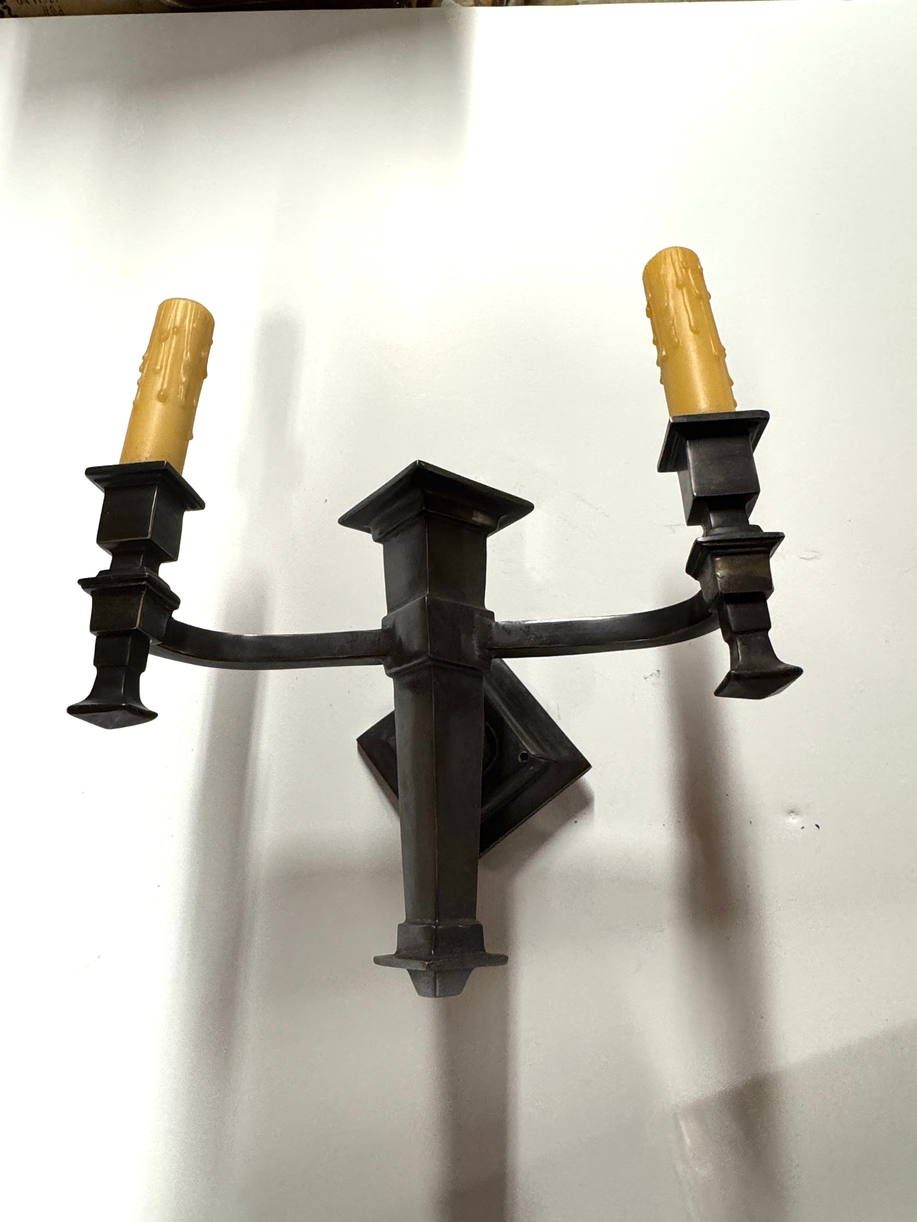 AL3-015: 20th Century Lighting Pair of Arts & Crafts Sconces Pasadena Oil Rubbed Bronze Finish