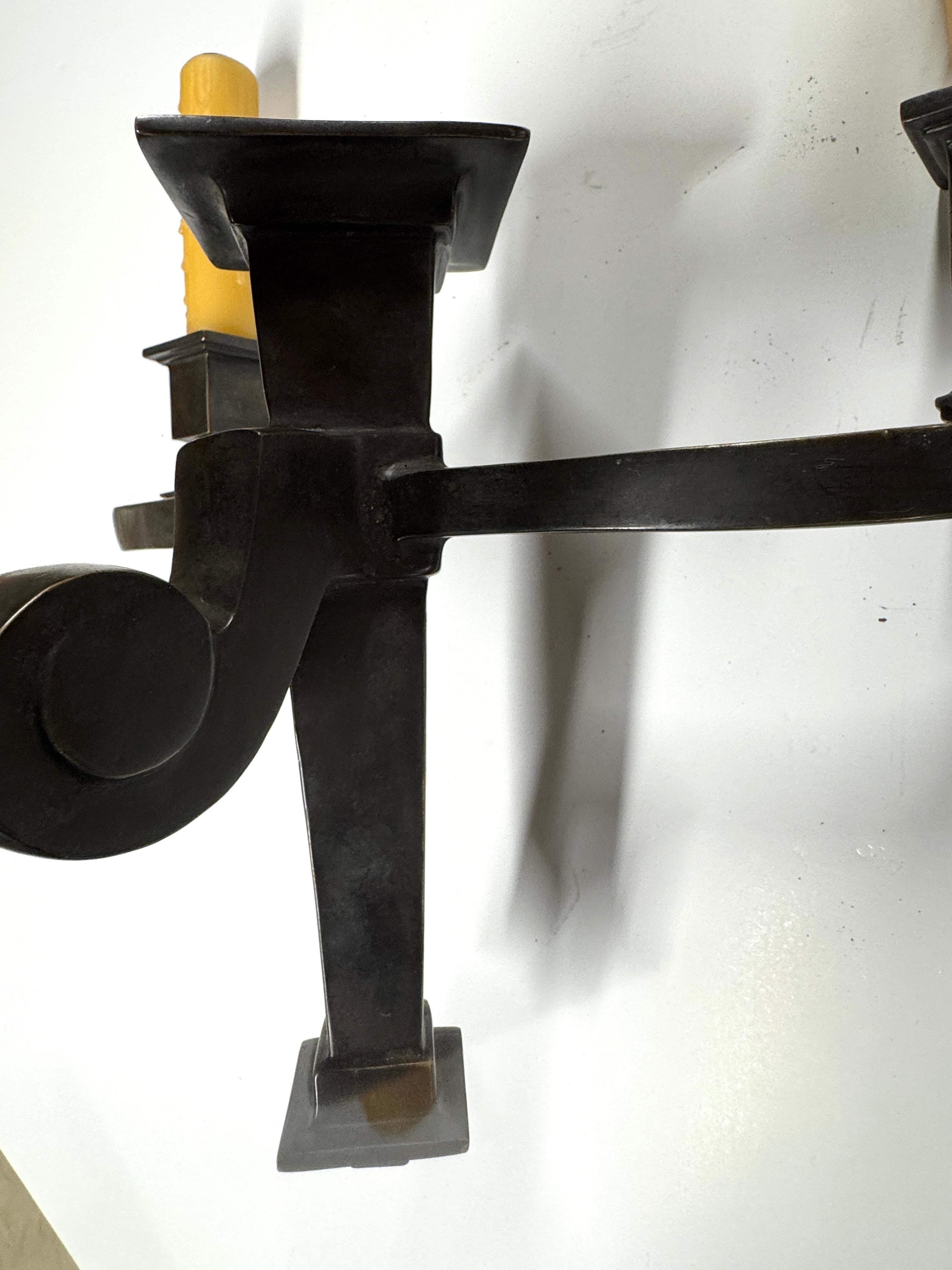 AL3-015: 20th Century Lighting Pair of Arts & Crafts Sconces Pasadena Oil Rubbed Bronze Finish