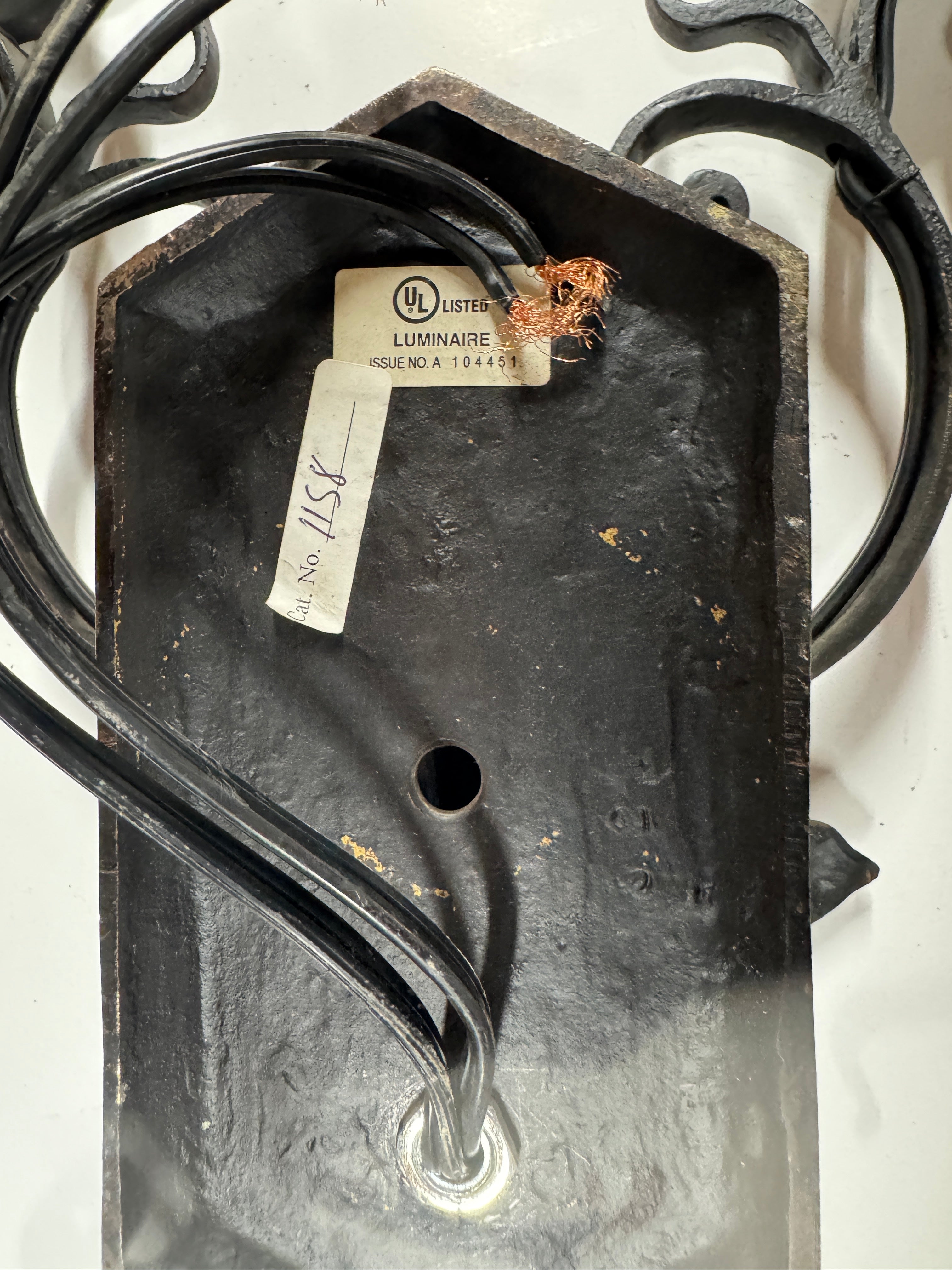 AL3-017: 20th Century Lighting Pair of Spanish Colonial Sconces Las Gardenias Distressed Painted Iron Finish