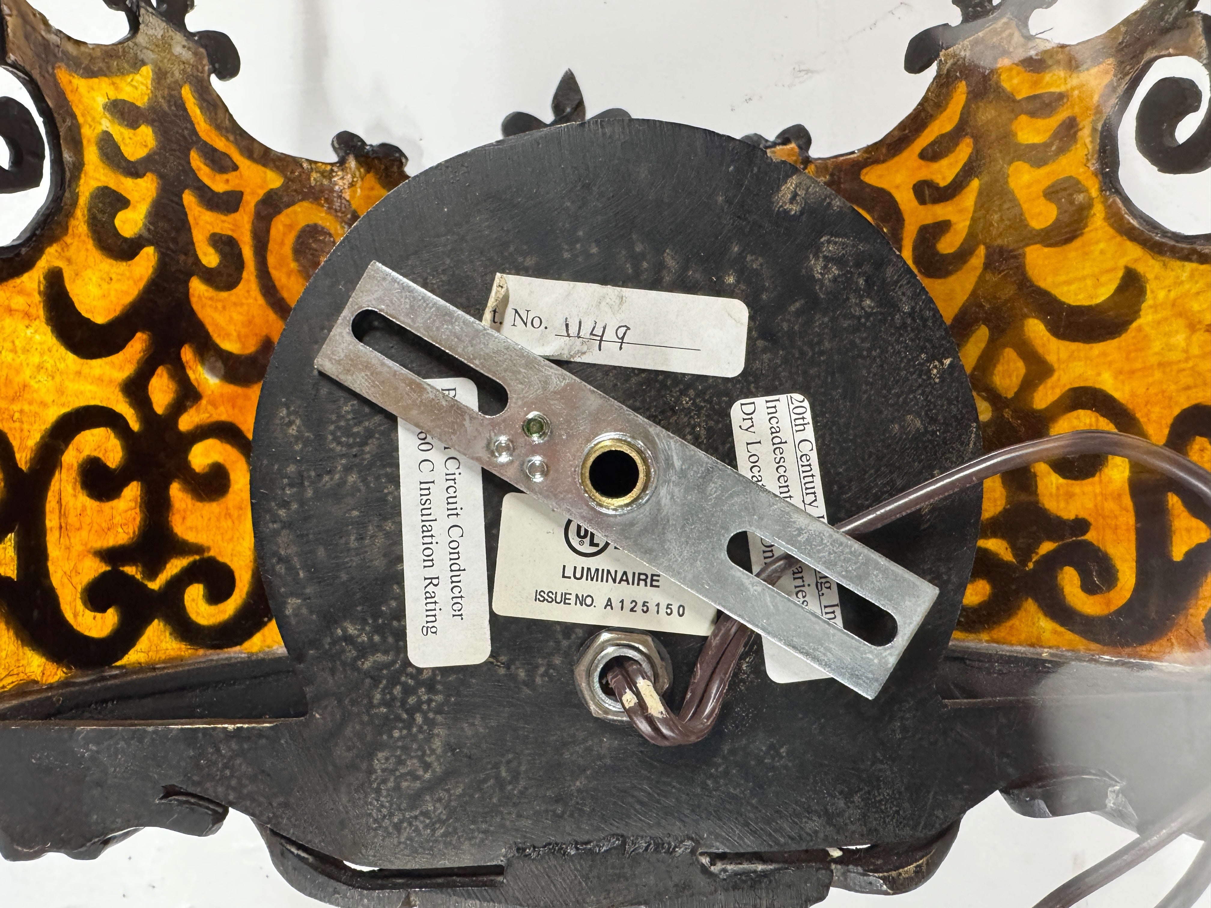 AL3-028: 20th Century Lighting Spanish Colonial Sconce Corona Worn Blackened Paint Finish