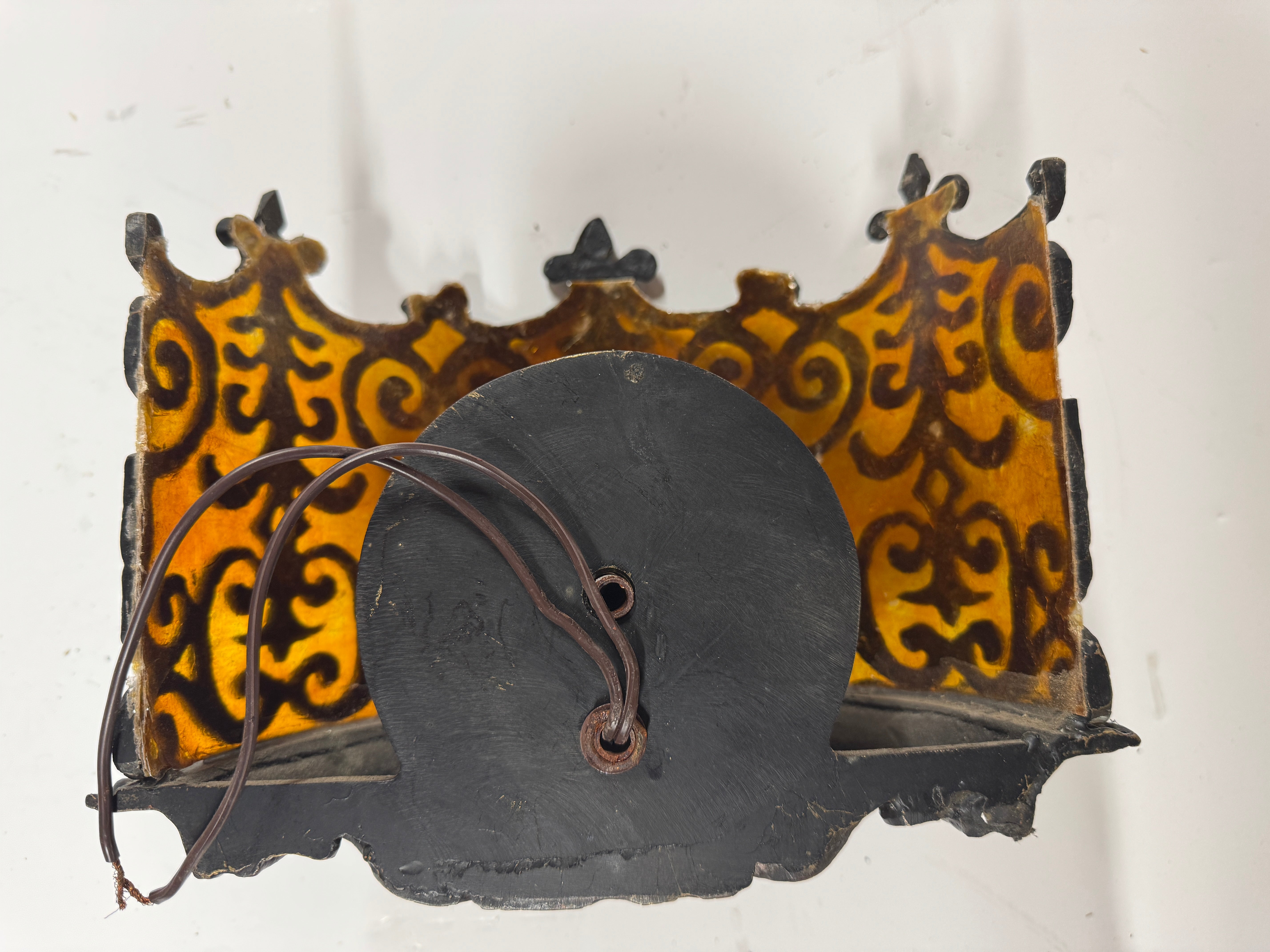 AL3-028: 20th Century Lighting Spanish Colonial Sconce Corona Worn Blackened Paint Finish