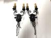 20th Century Lighting Pair of Spanish Colonial Sconces Las Gardenias Distressed Painted Iron Finish | Work of Man