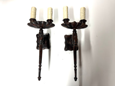 20th Century Lighting Pair of Spanish Colonial Sconces Marmont Distressed Painted Iron Finish | Work of Man