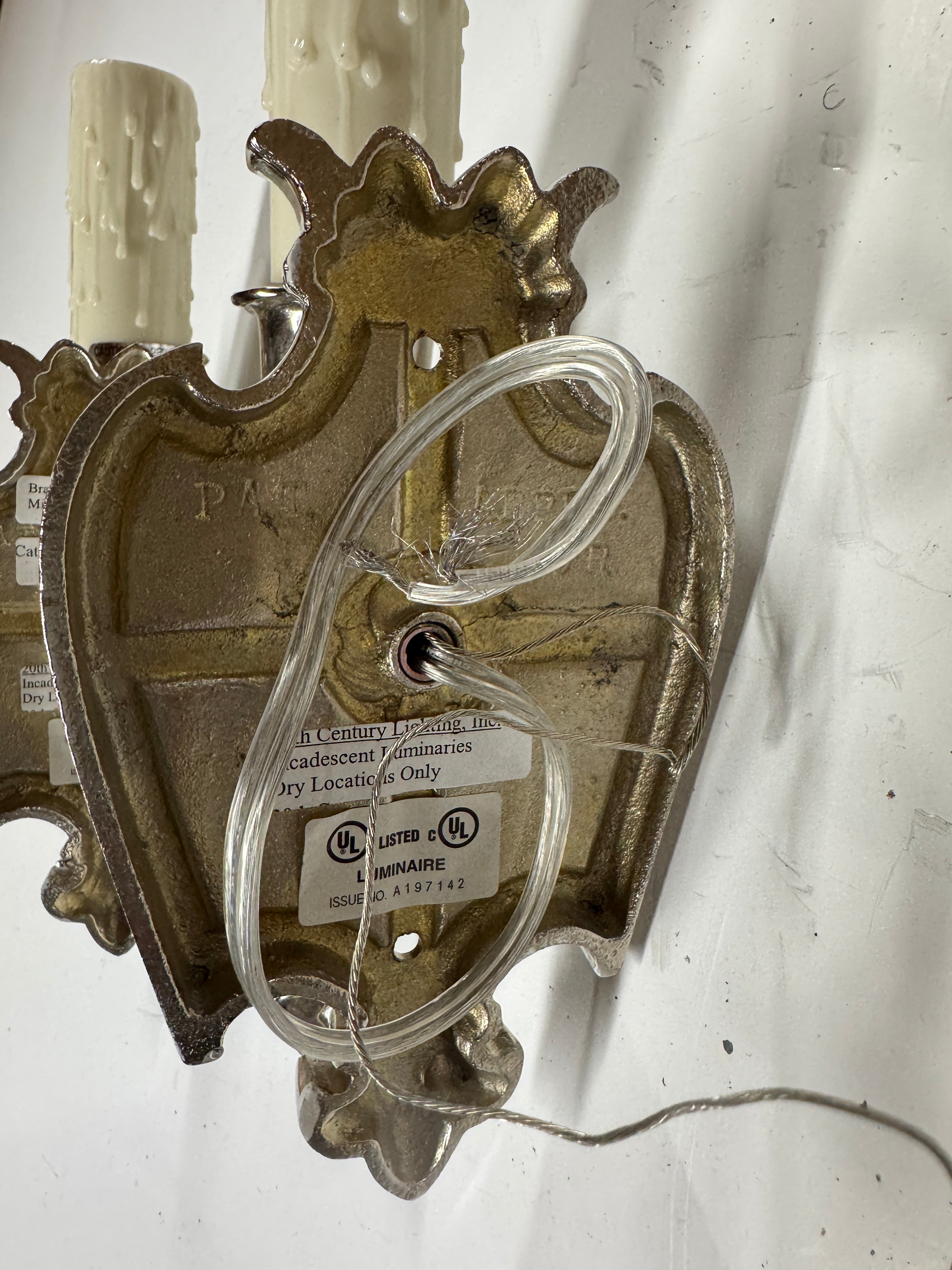 AL3-025: 20th Century Lighting Pair of Spanish Colonial Sconces Marseilles Old Nickel Finish