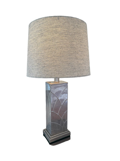 Mid Century Art Deco Stylized Nickel Over Brass Table Lamp Circa 1940's | Work of Man