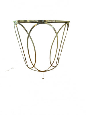AF1-173: Vintage Mirror & Nickel Plated Demi Lune Console Table Late 20th Century