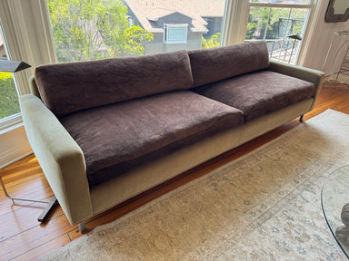 Vintage Mid Century Mohair Streamline Sofa Nine Feet Long | Work of Man