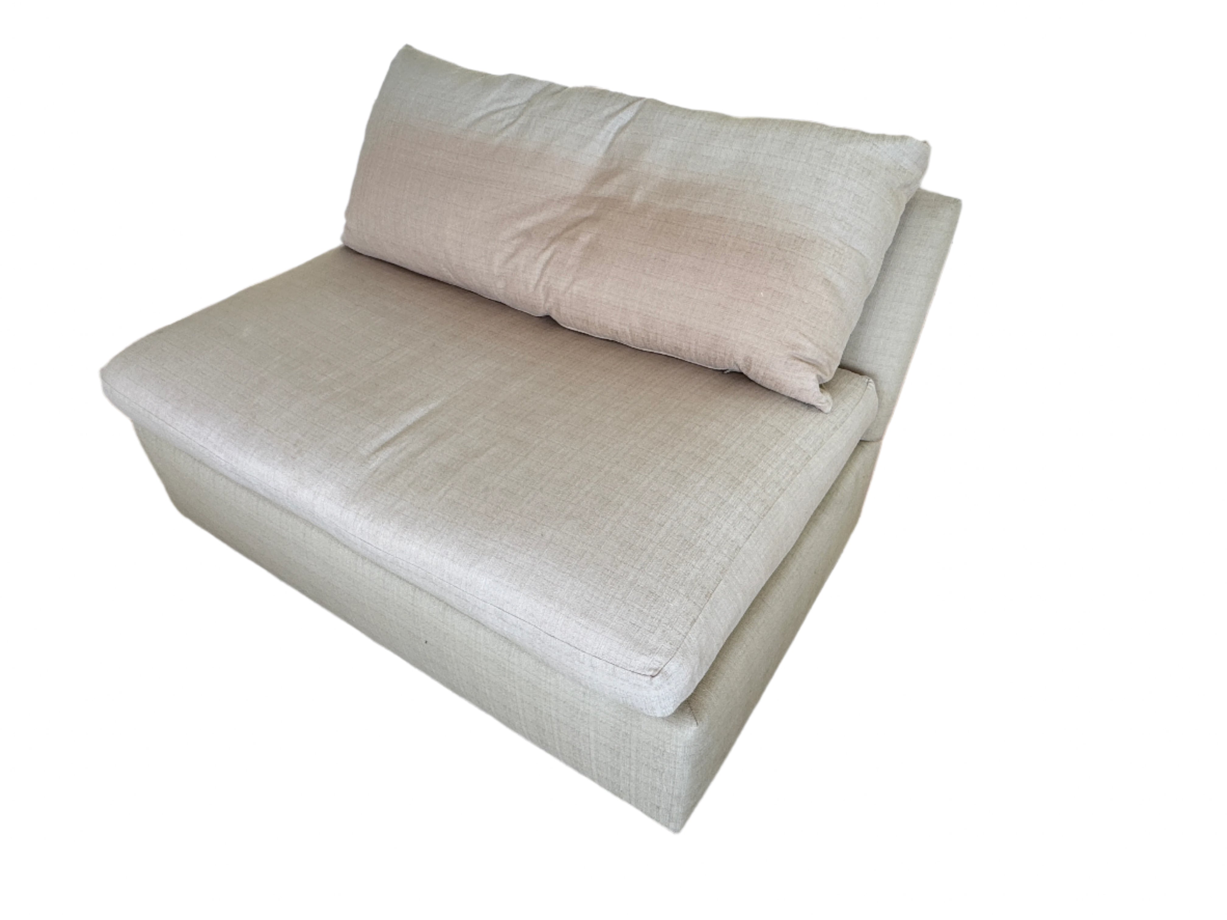 Pair Armless Loveseats Down Cushions Circa 1970's | Work of Man