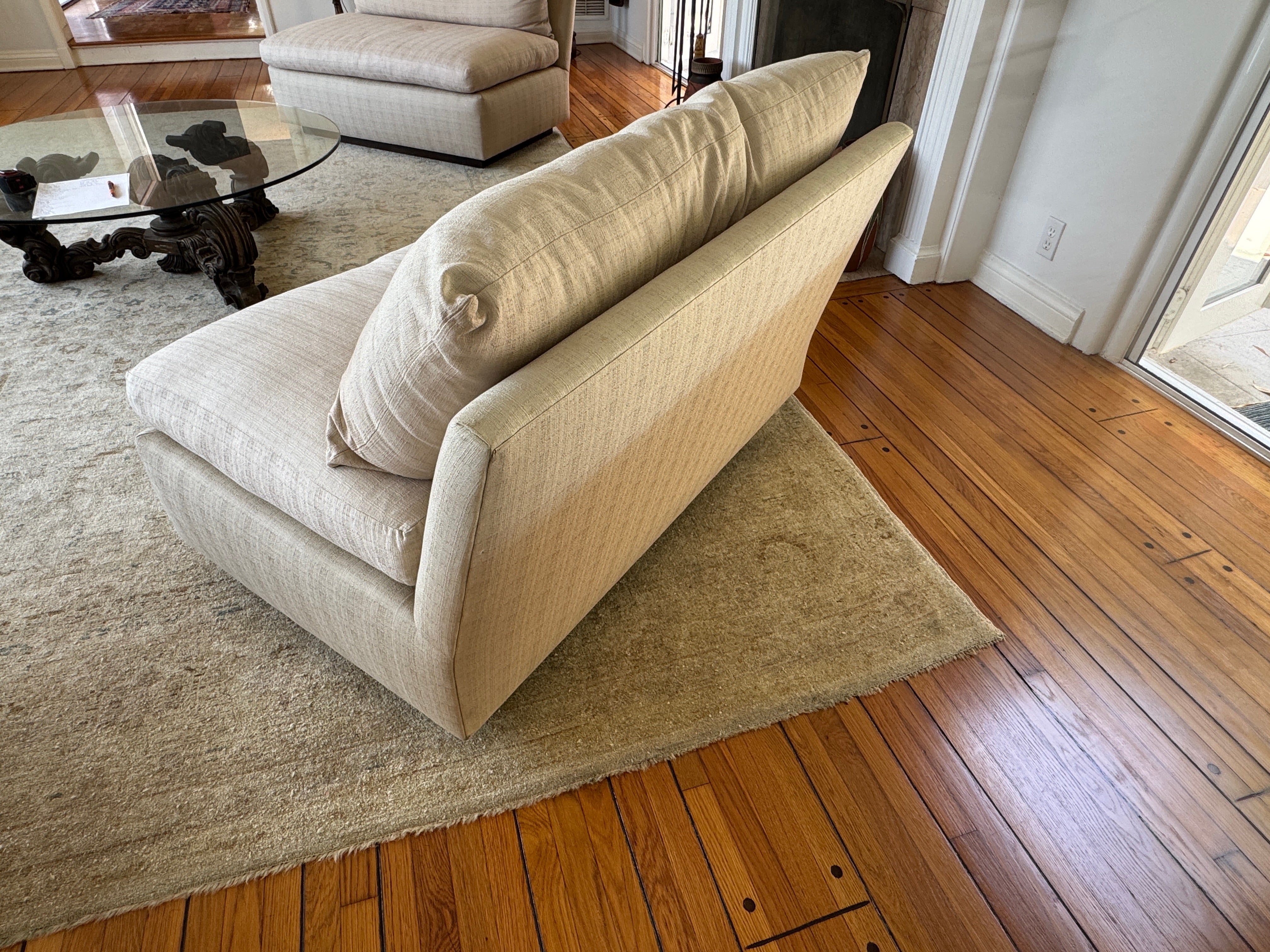 AF2-072: Pair Armless Loveseats Down Cushions Circa 1970's