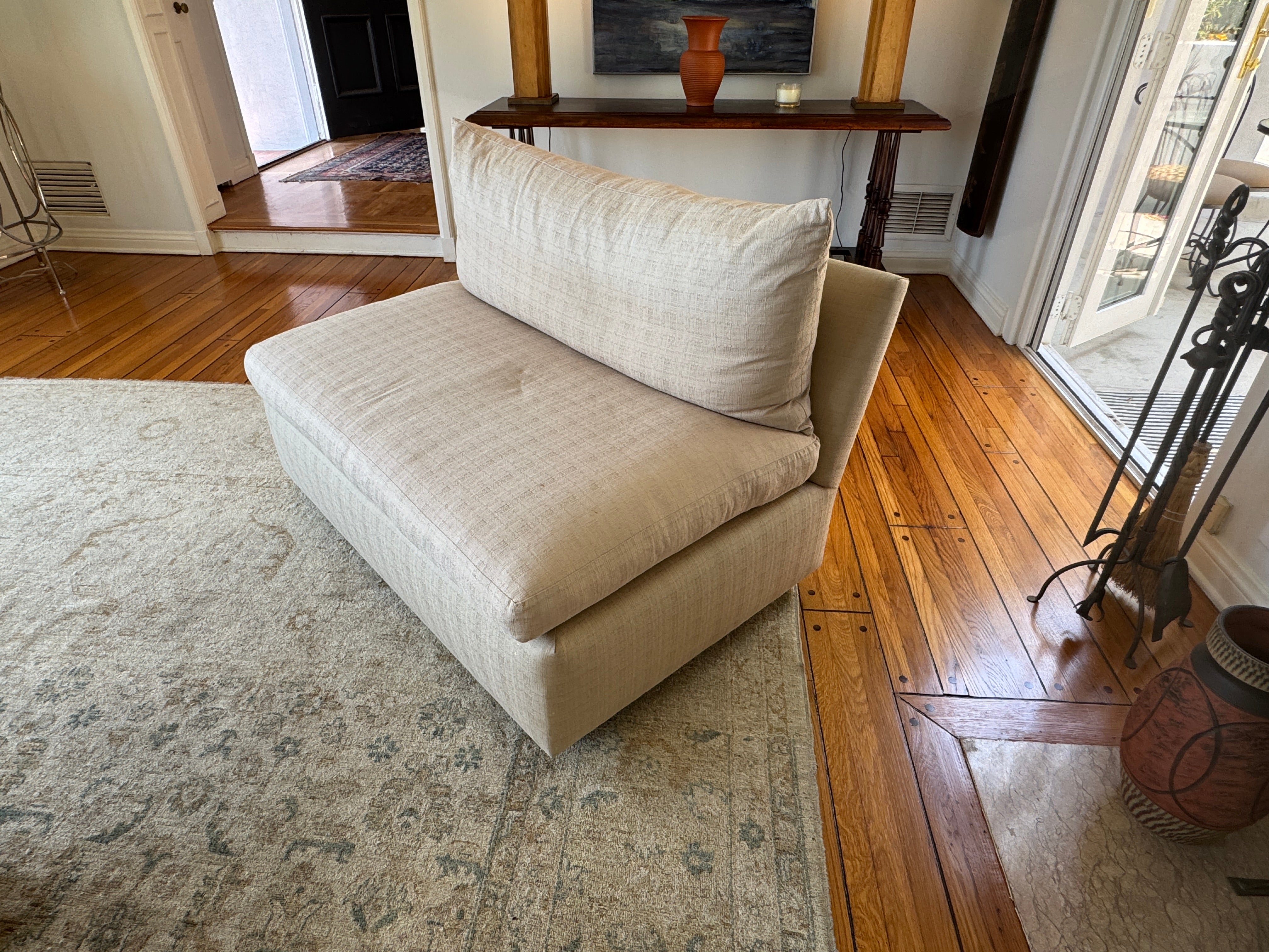 AF2-072: Pair Armless Loveseats Down Cushions Circa 1970's