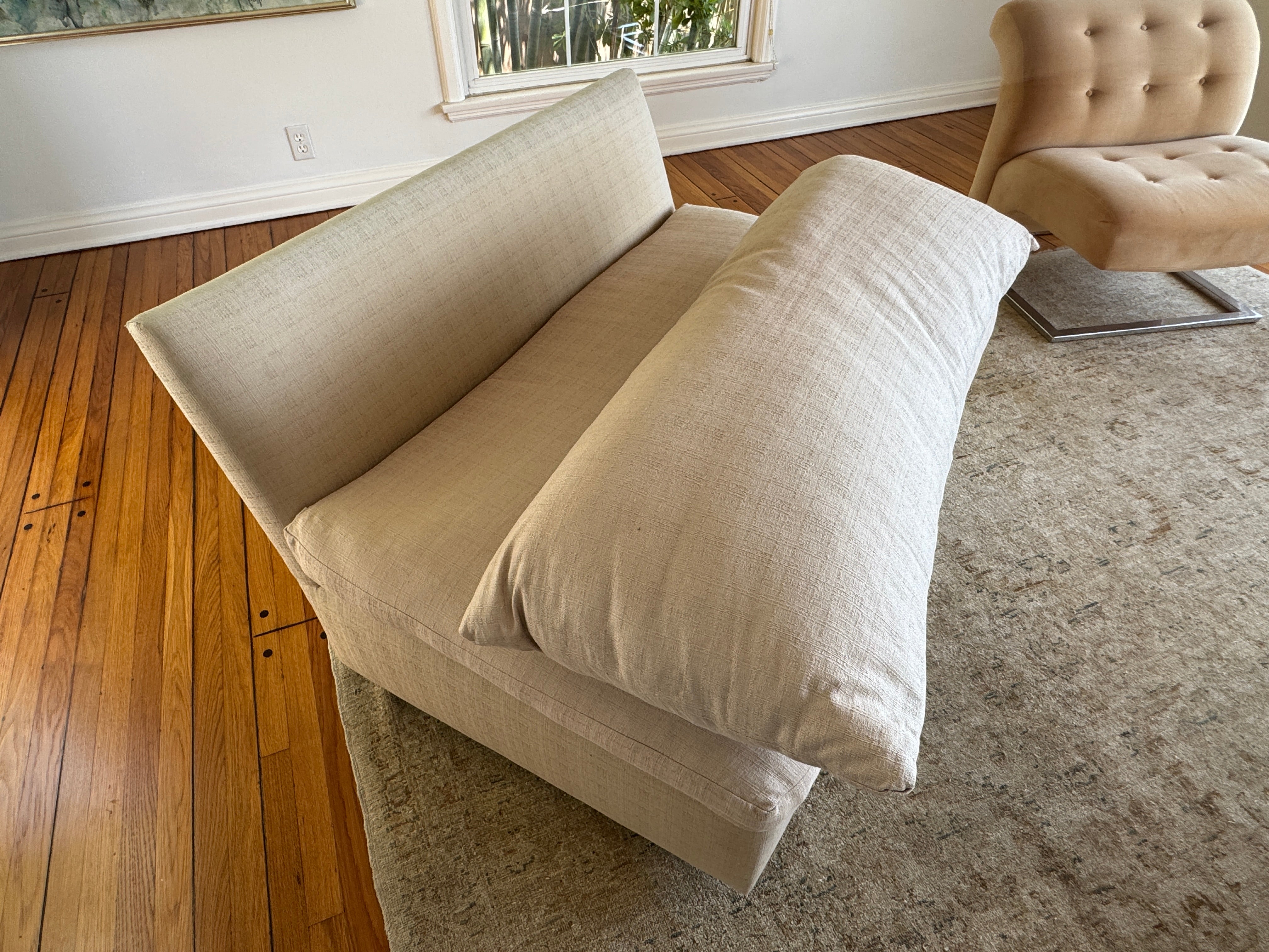 AF2-072: Pair Armless Loveseats Down Cushions Circa 1970's