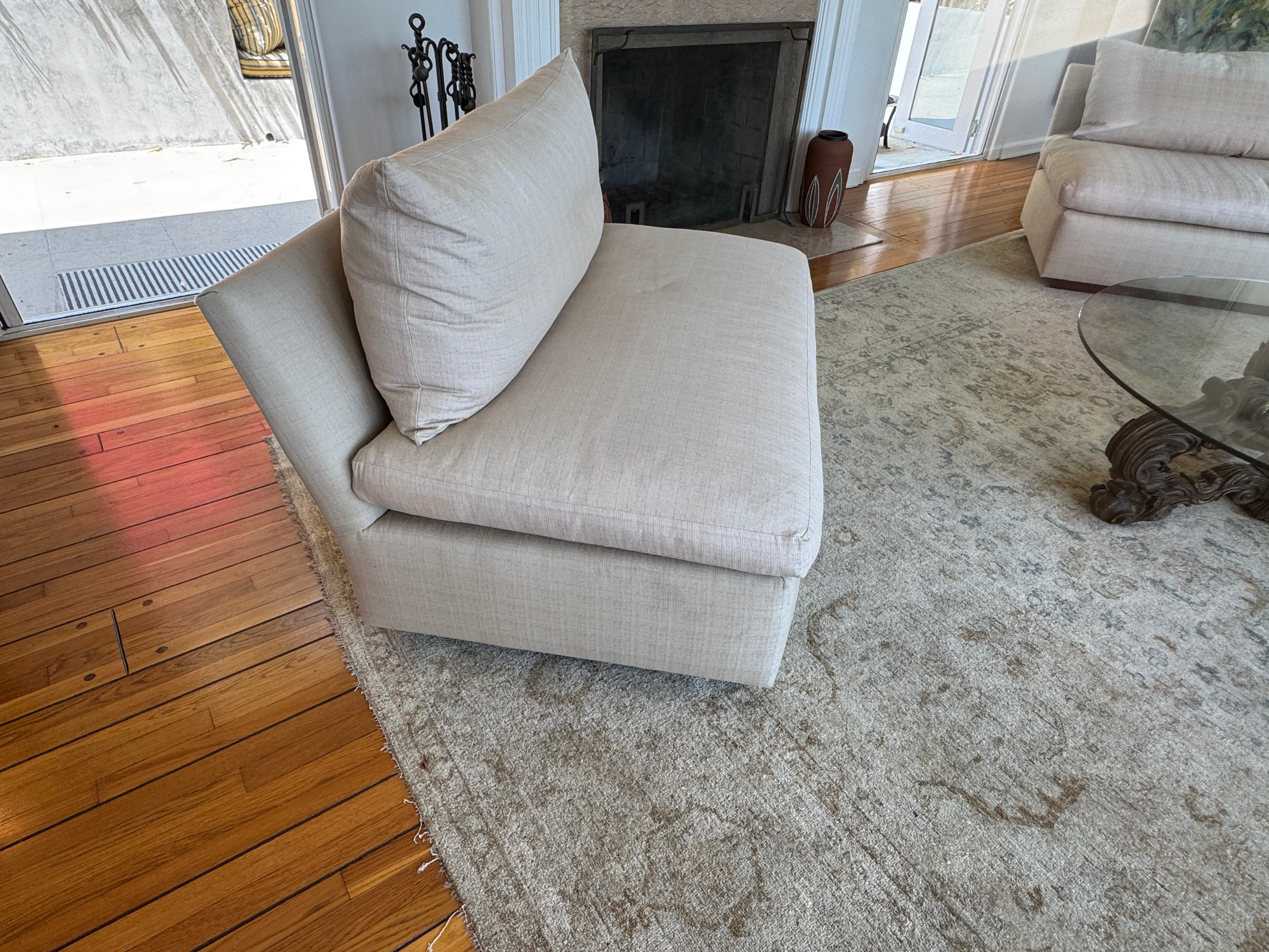 AF2-072: Pair Armless Loveseats Down Cushions Circa 1970's