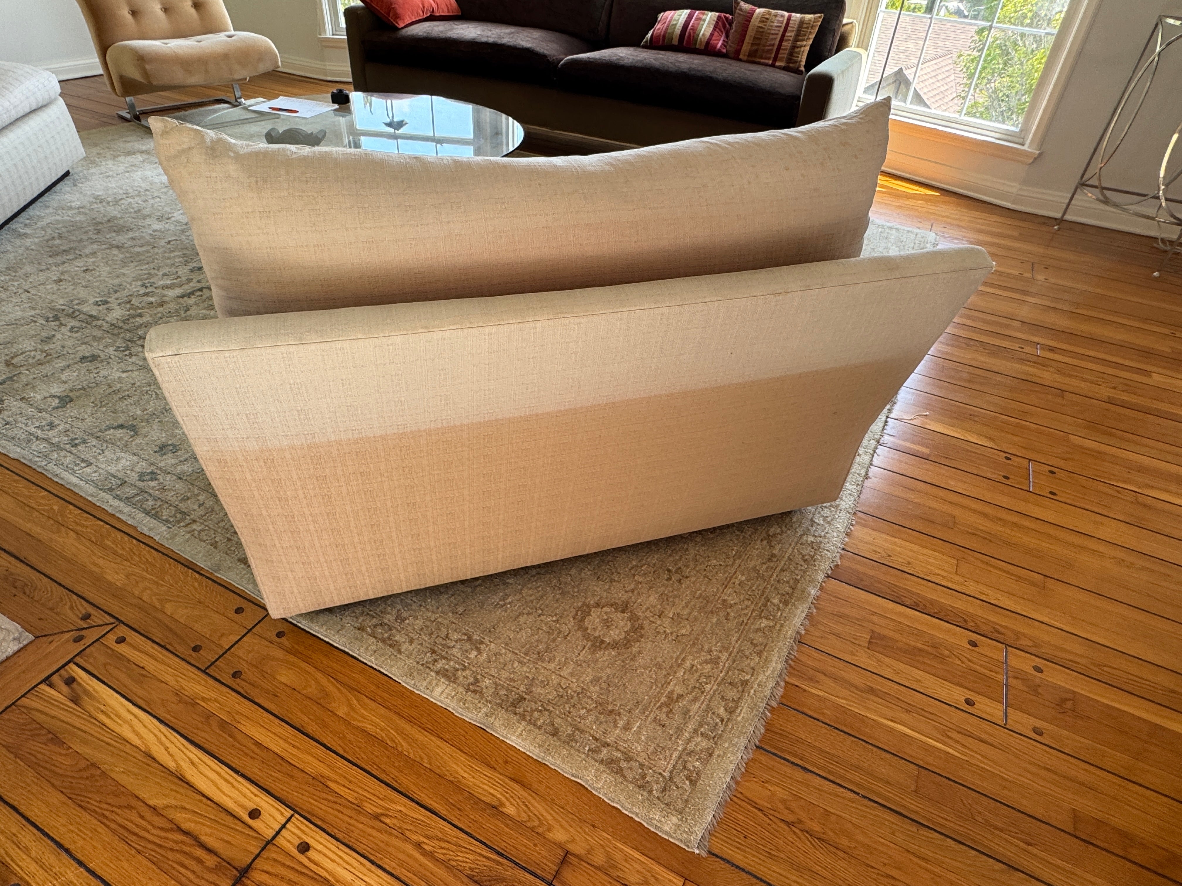 AF2-072: Pair Armless Loveseats Down Cushions Circa 1970's