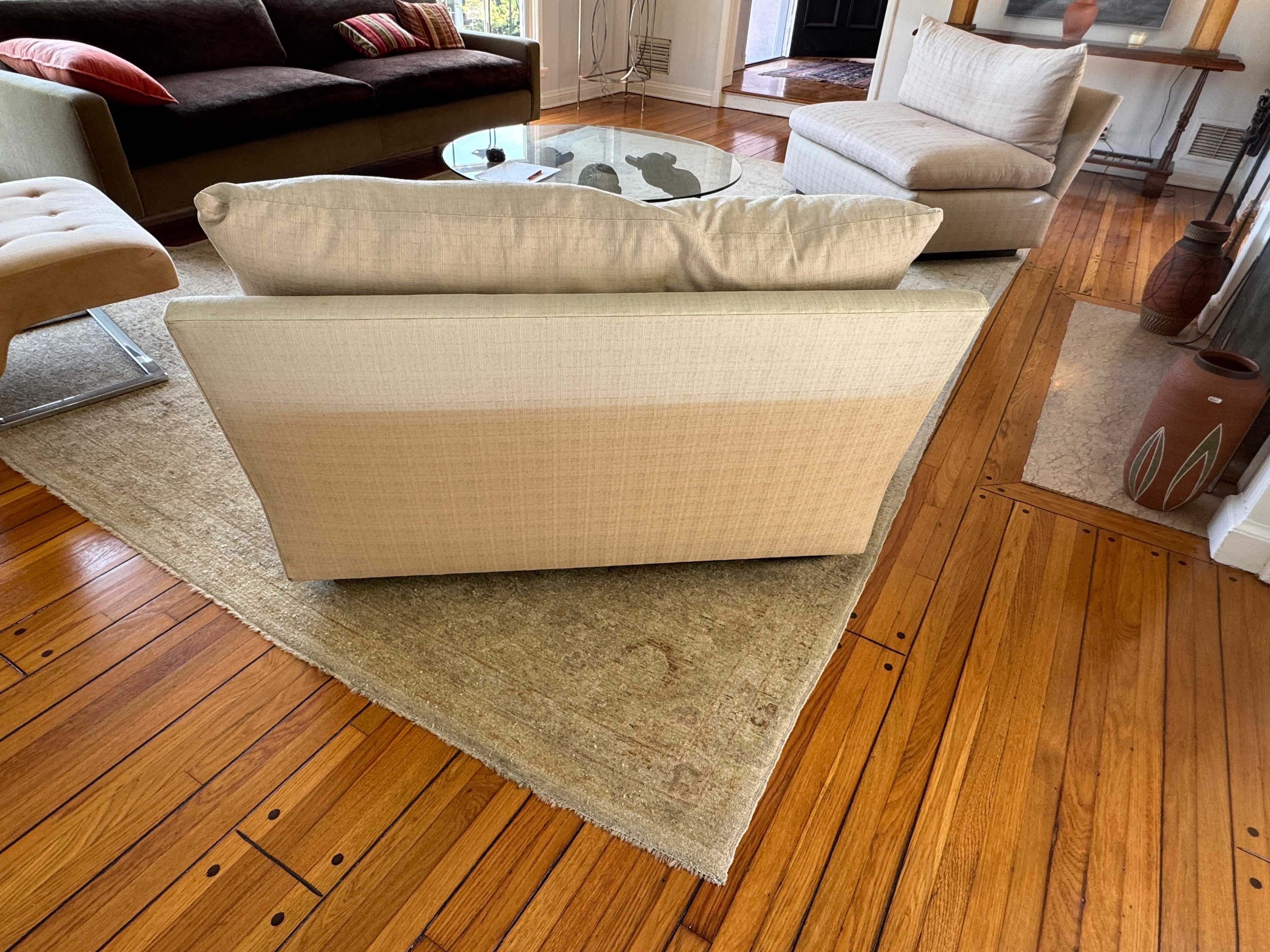 AF2-072: Pair Armless Loveseats Down Cushions Circa 1970's