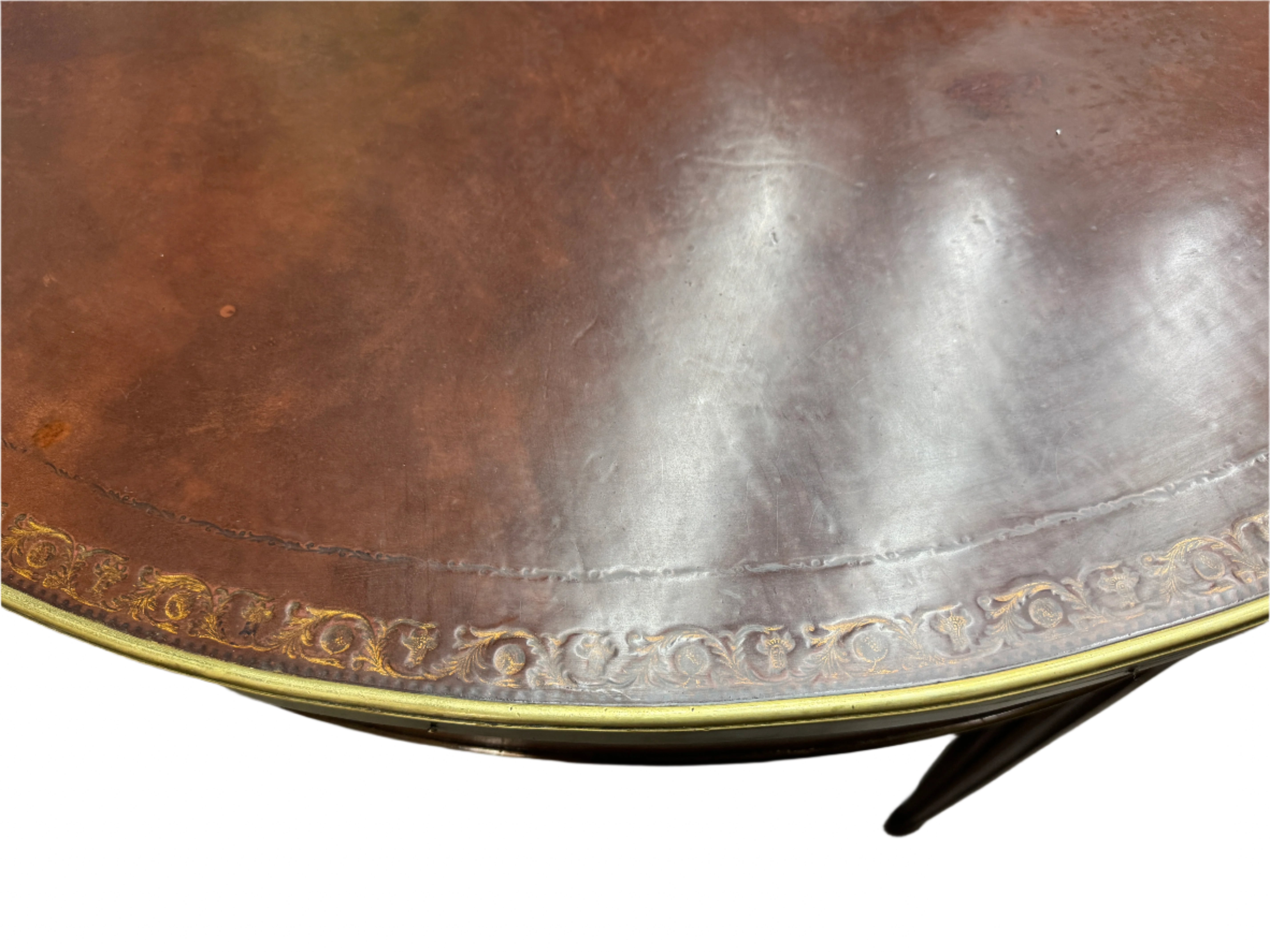 AF1-071:  Vintage Mid 20th Century Directoire Style Game Table w/ Leather Top