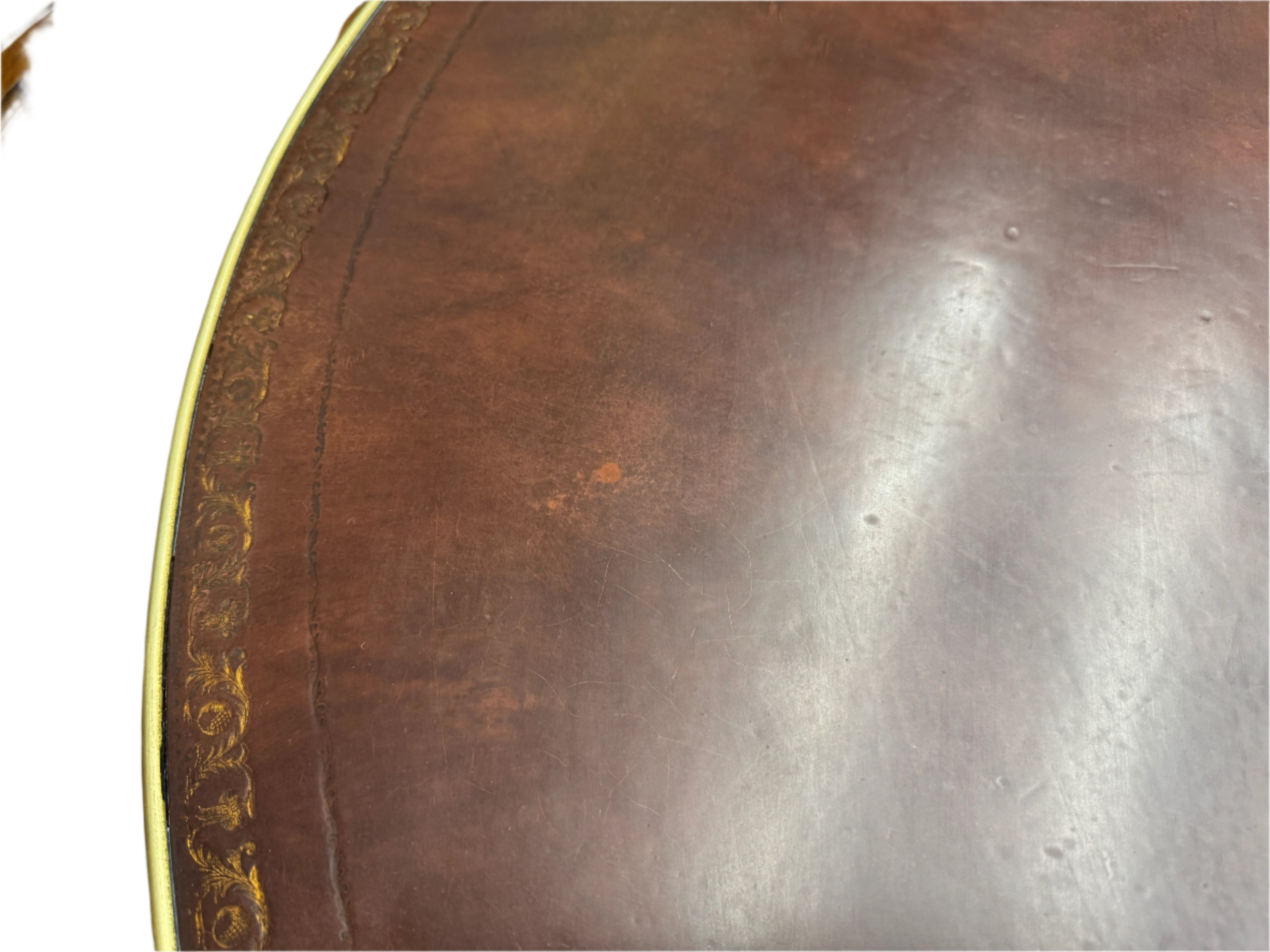 AF1-071:  Vintage Mid 20th Century Directoire Style Game Table w/ Leather Top