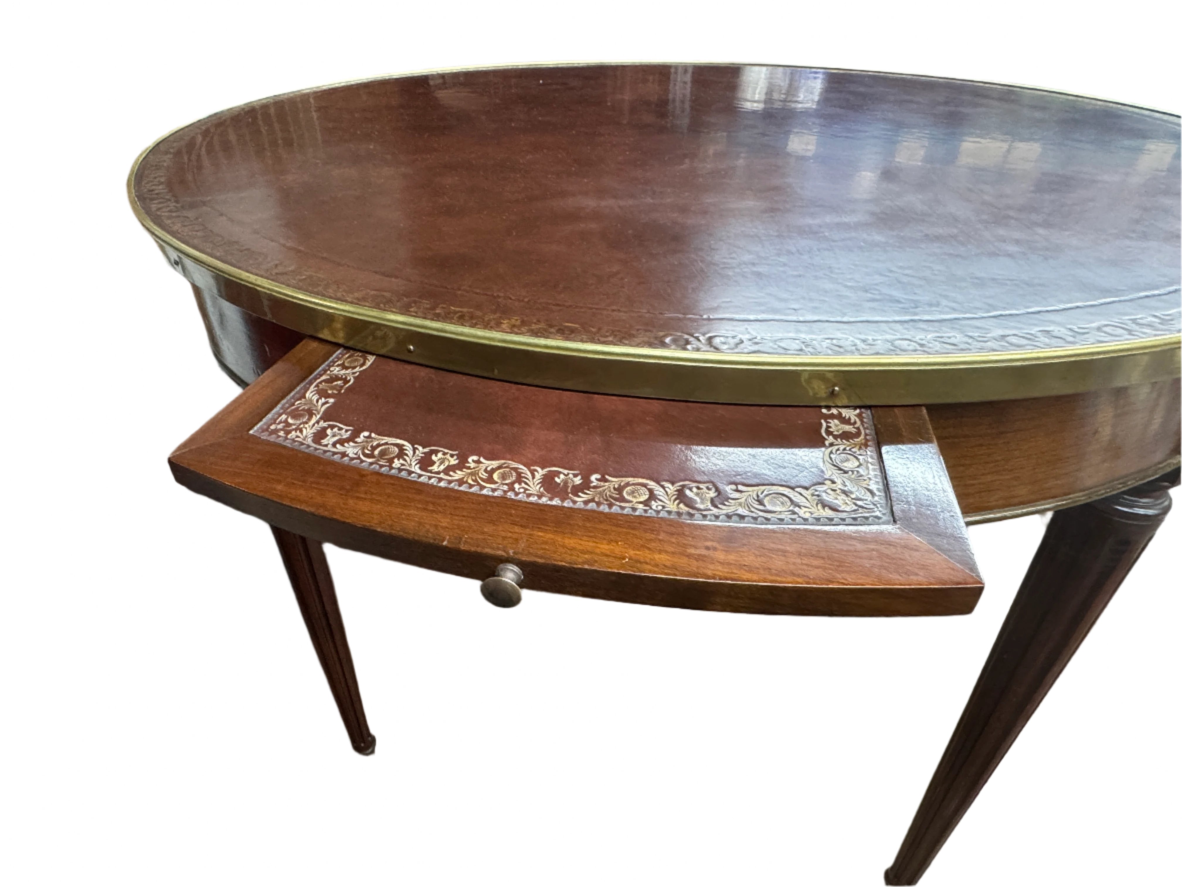 AF1-071:  Vintage Mid 20th Century Directoire Style Game Table w/ Leather Top