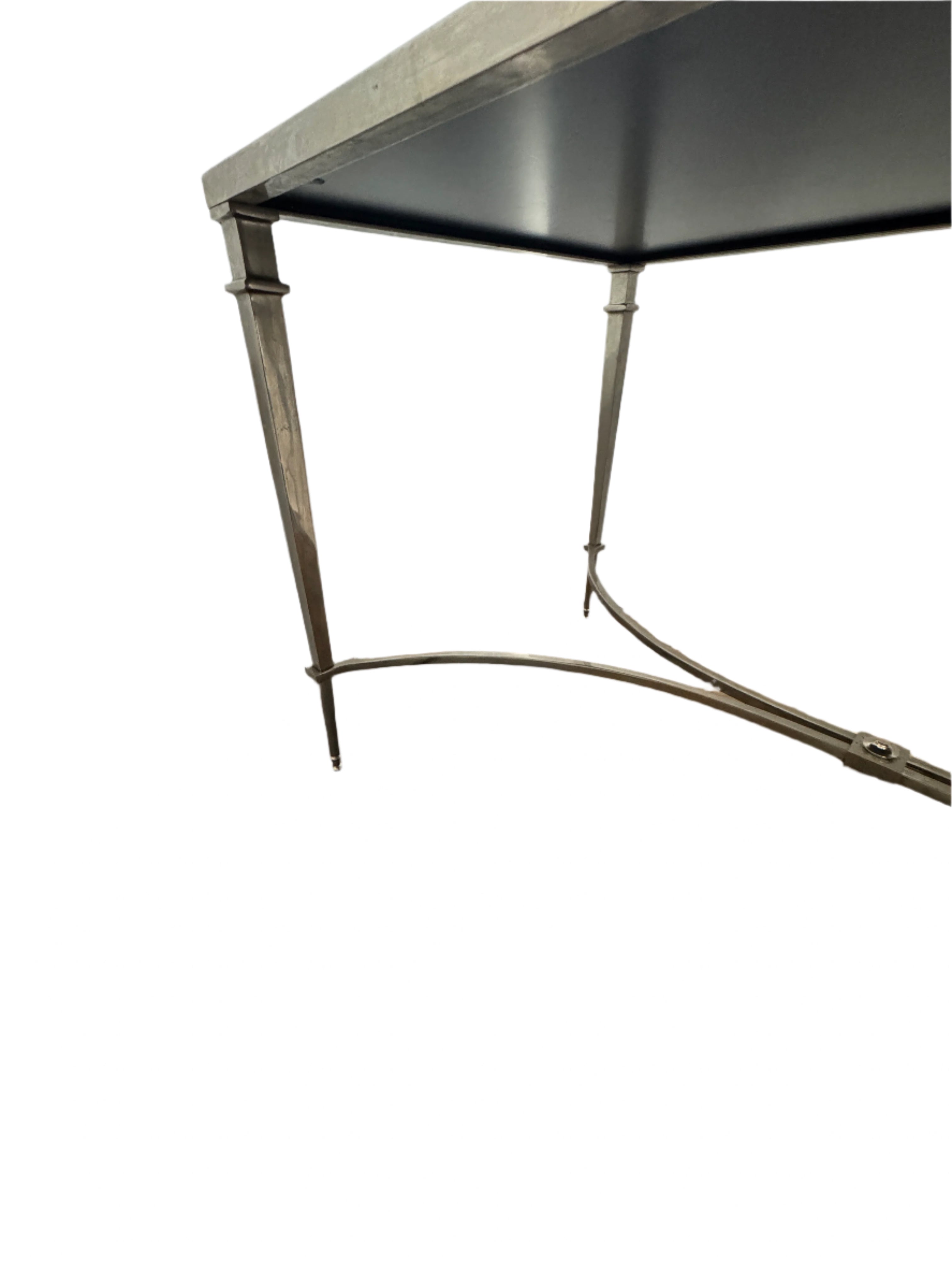 Mid Century Mirrored Glass Top Nickel Plated Brass Cocktail Table | Work of Man