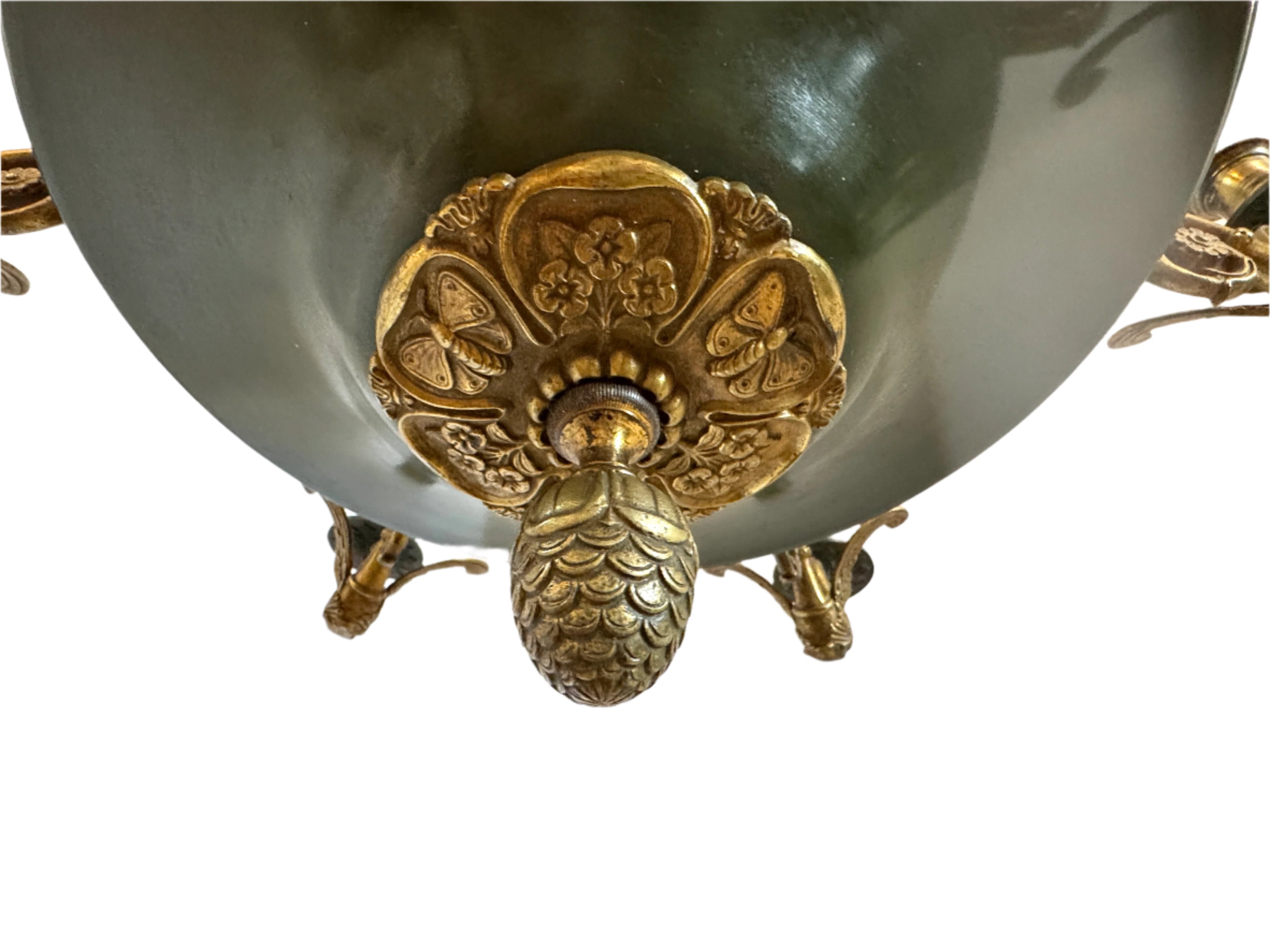 Antique Mid 19th Century French Empire Gilt & Patinated Brass Six Light Chandelier | Work of Man