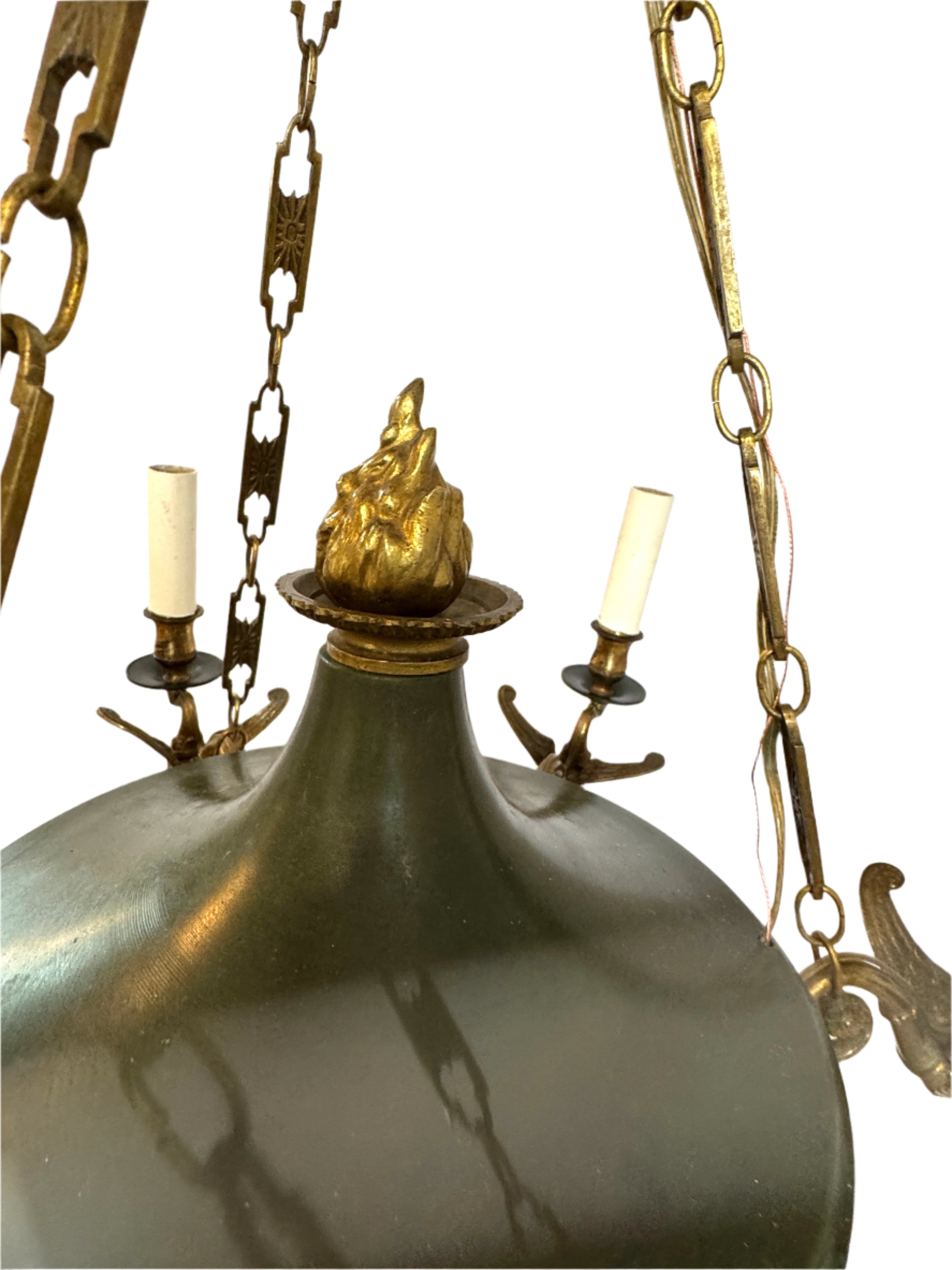 Antique Mid 19th Century French Empire Gilt & Patinated Brass Six Light Chandelier | Work of Man