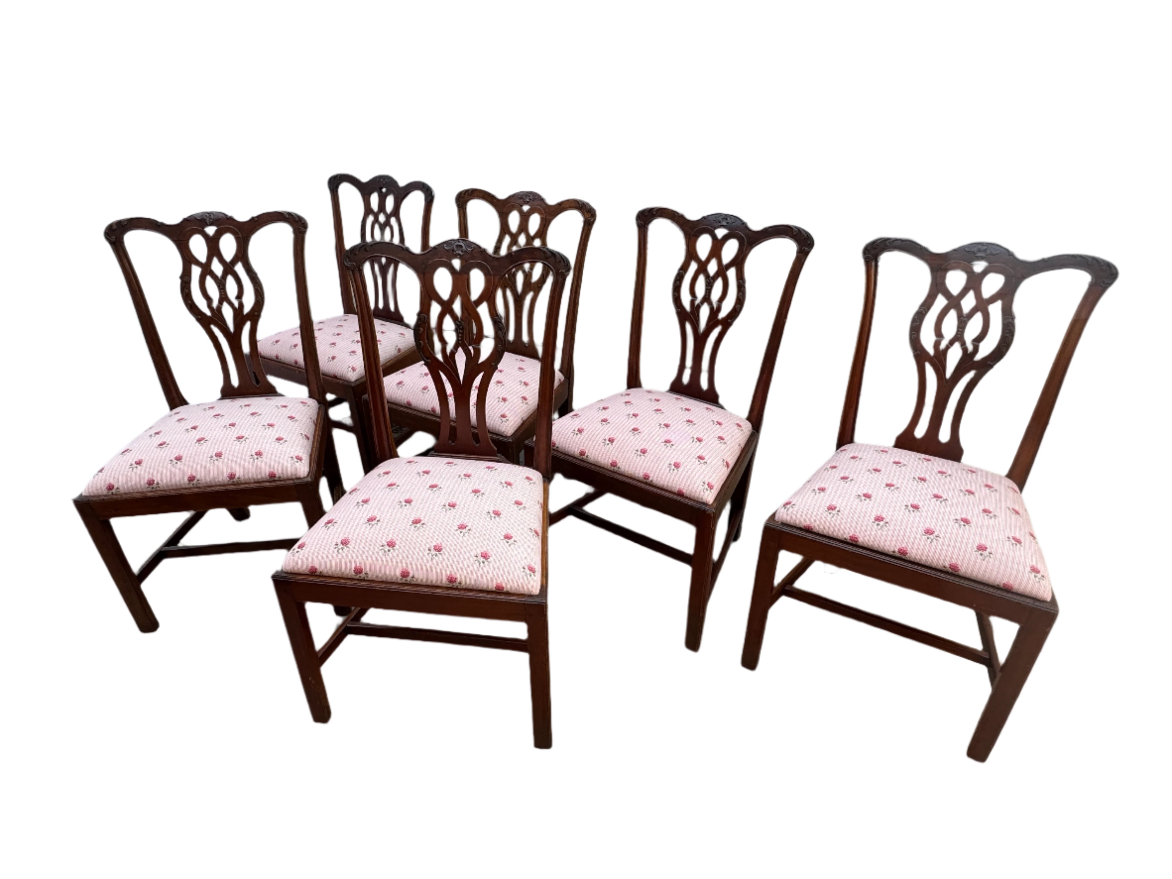 Antique Chippendale Carved Mahogany Set of Six Side Chairs Early 19th Century | Work of Man