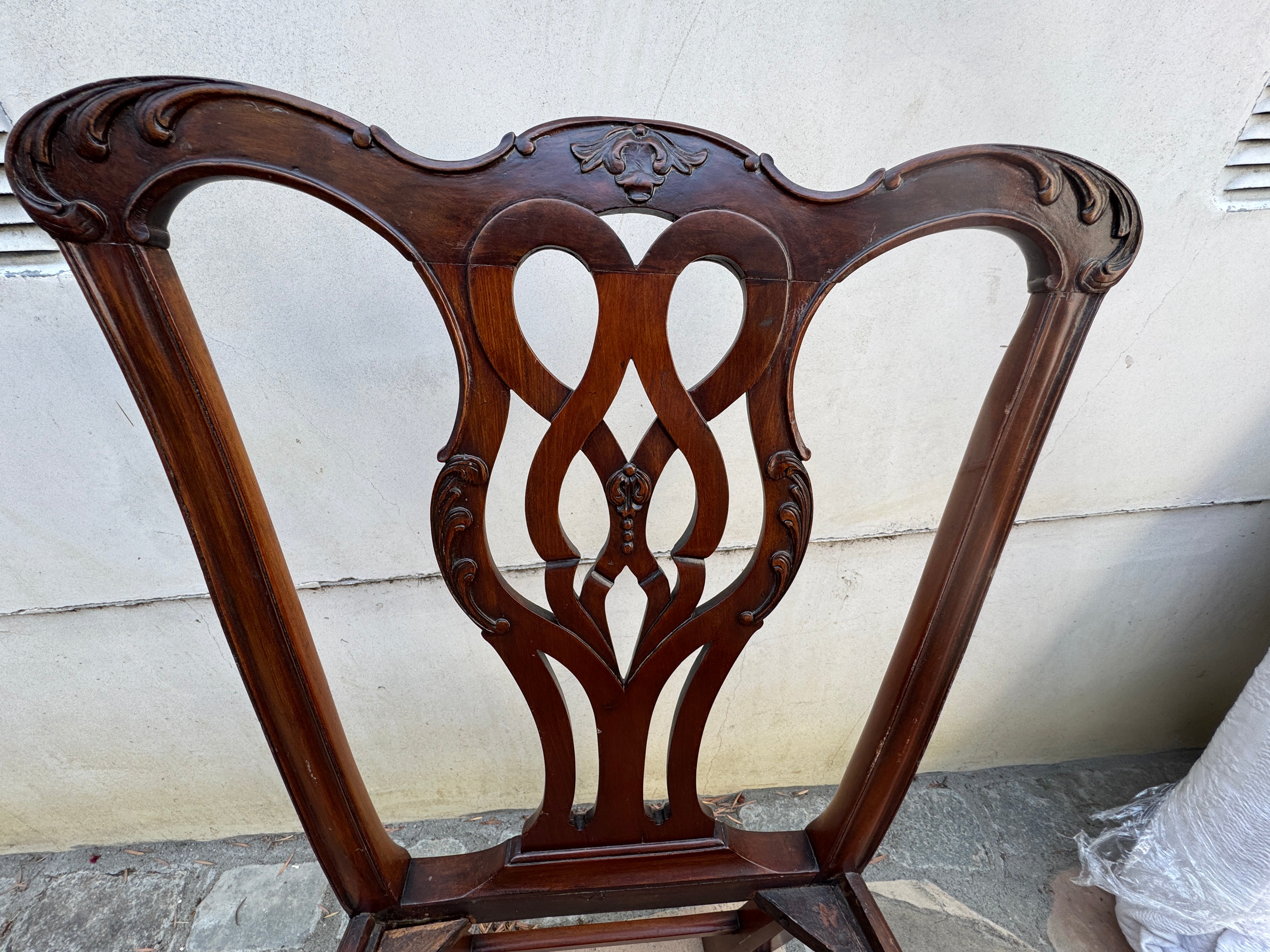 AF2-075: Antique Chippendale Carved Mahogany Set of Six Side Chairs Early 19th Century