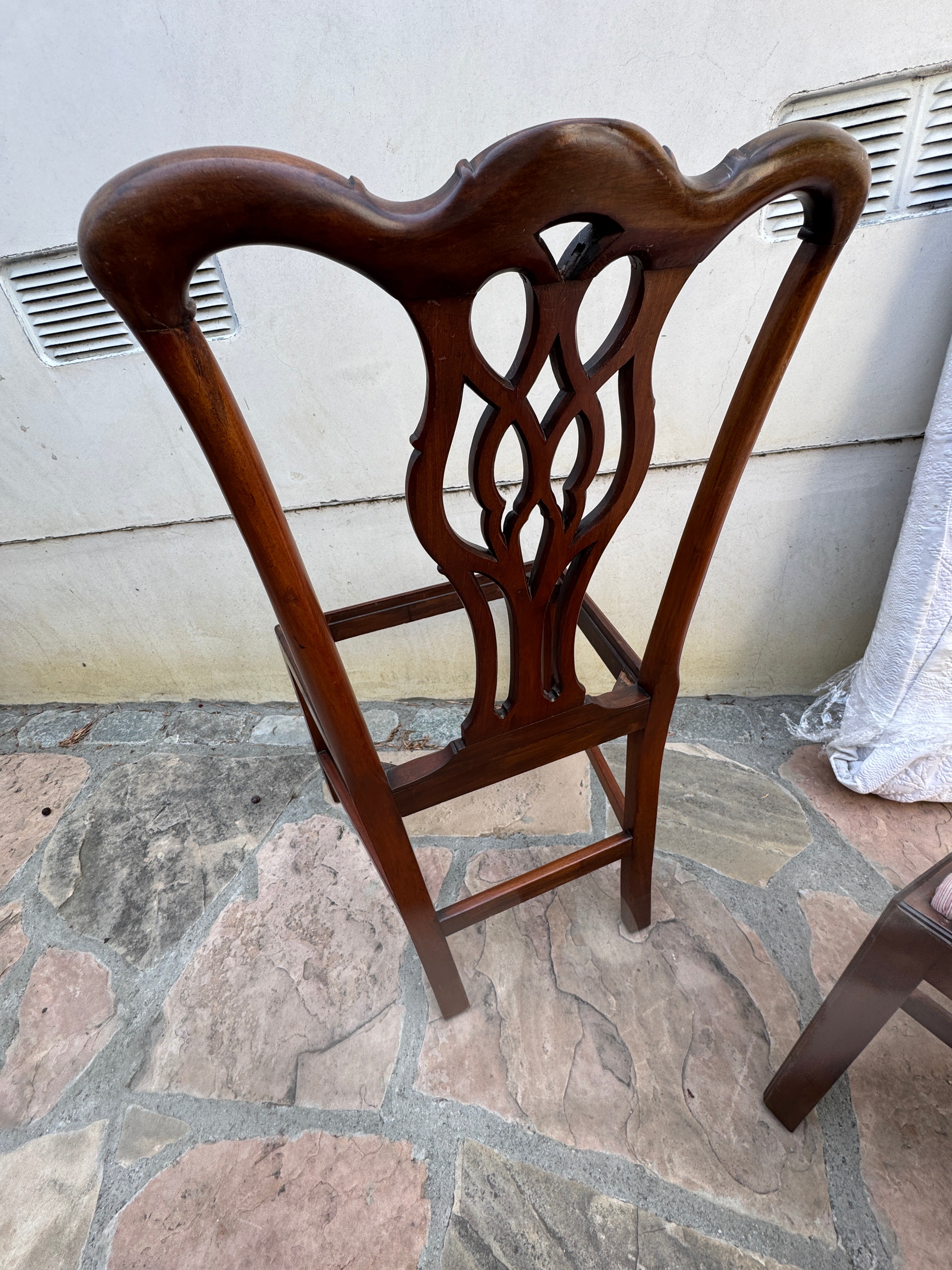 AF2-075: Antique Chippendale Carved Mahogany Set of Six Side Chairs Early 19th Century