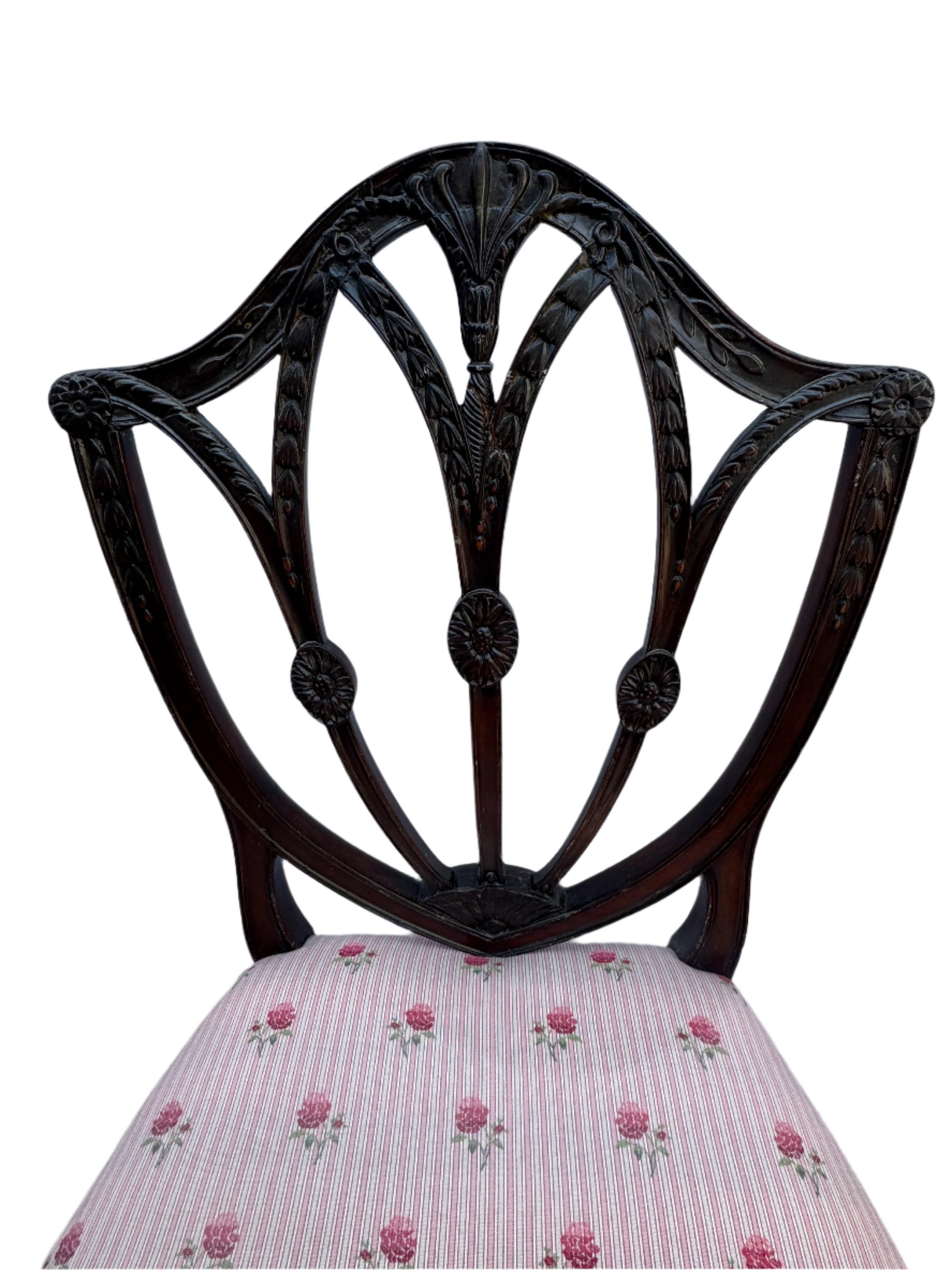 Antique Hepplewhite Carved Mahogany Pair of Side Chairs Early 19th Century | Work of Man