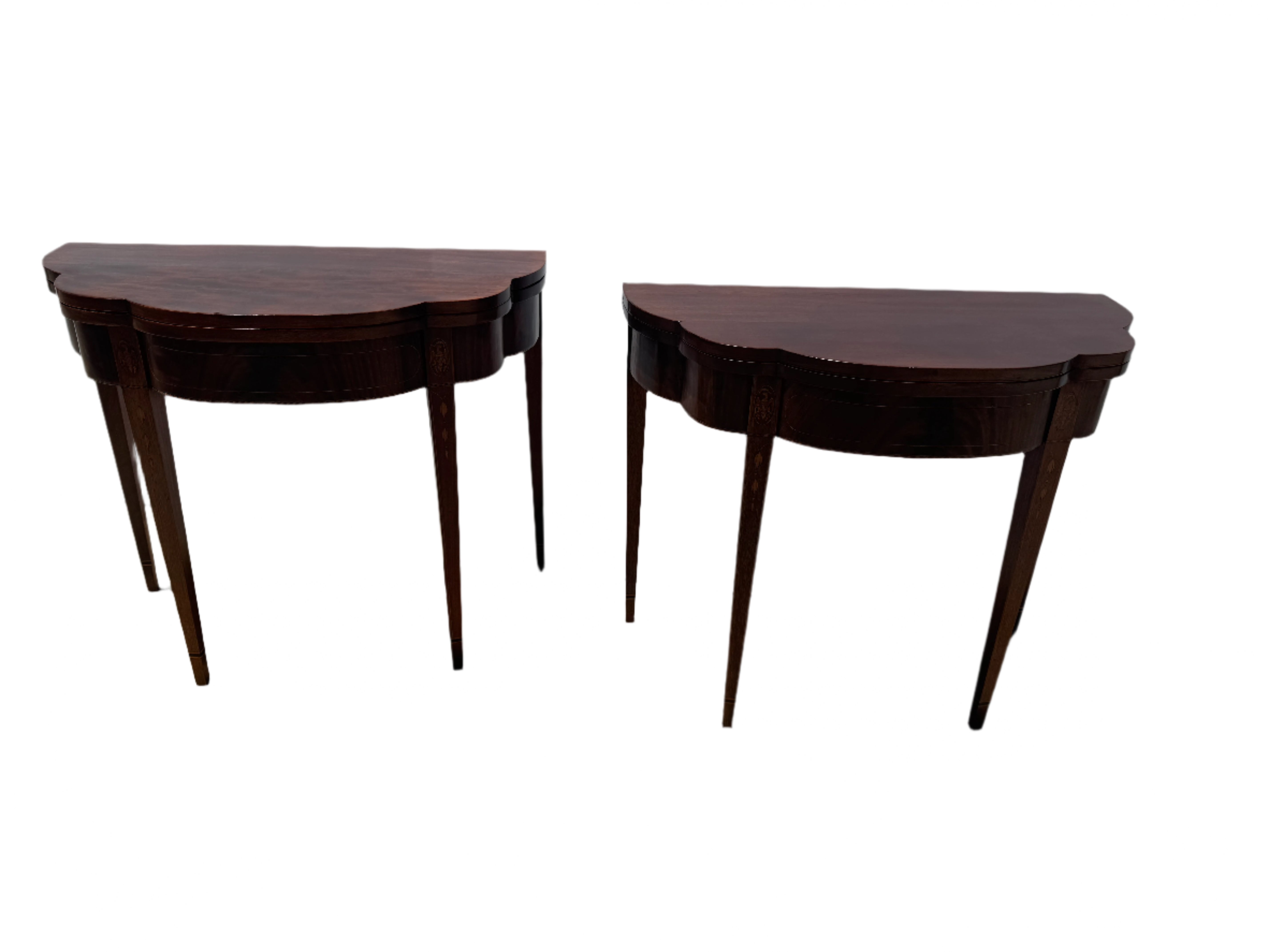 Antique Pair of  Federal Mahogany Demilune Game Tables | Work of Man