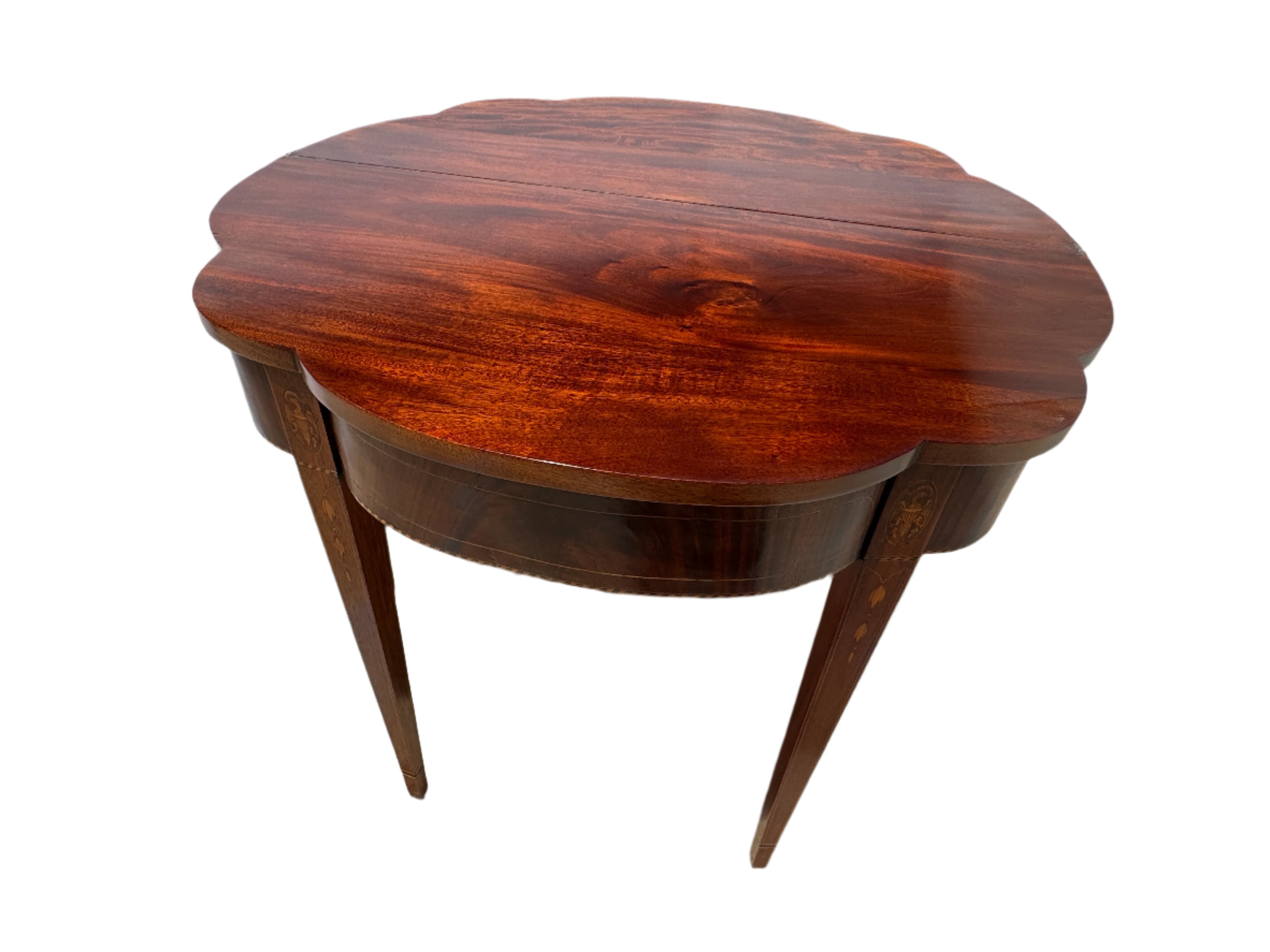 Antique Pair Federal IMahogany Demilune Game Tables | Work of Man