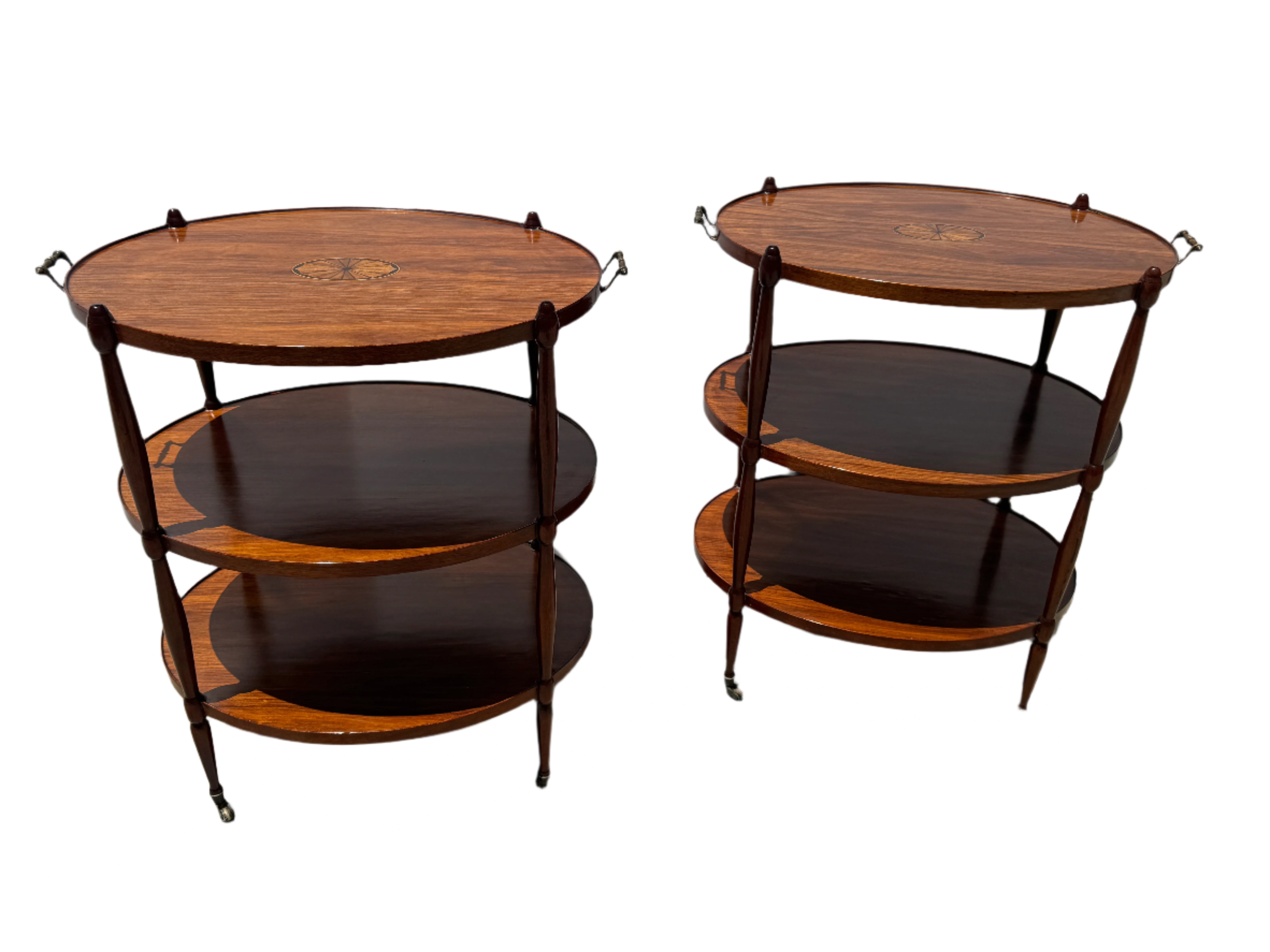 Pair Restored English Oval Serving or Bar Tables | Work of Man