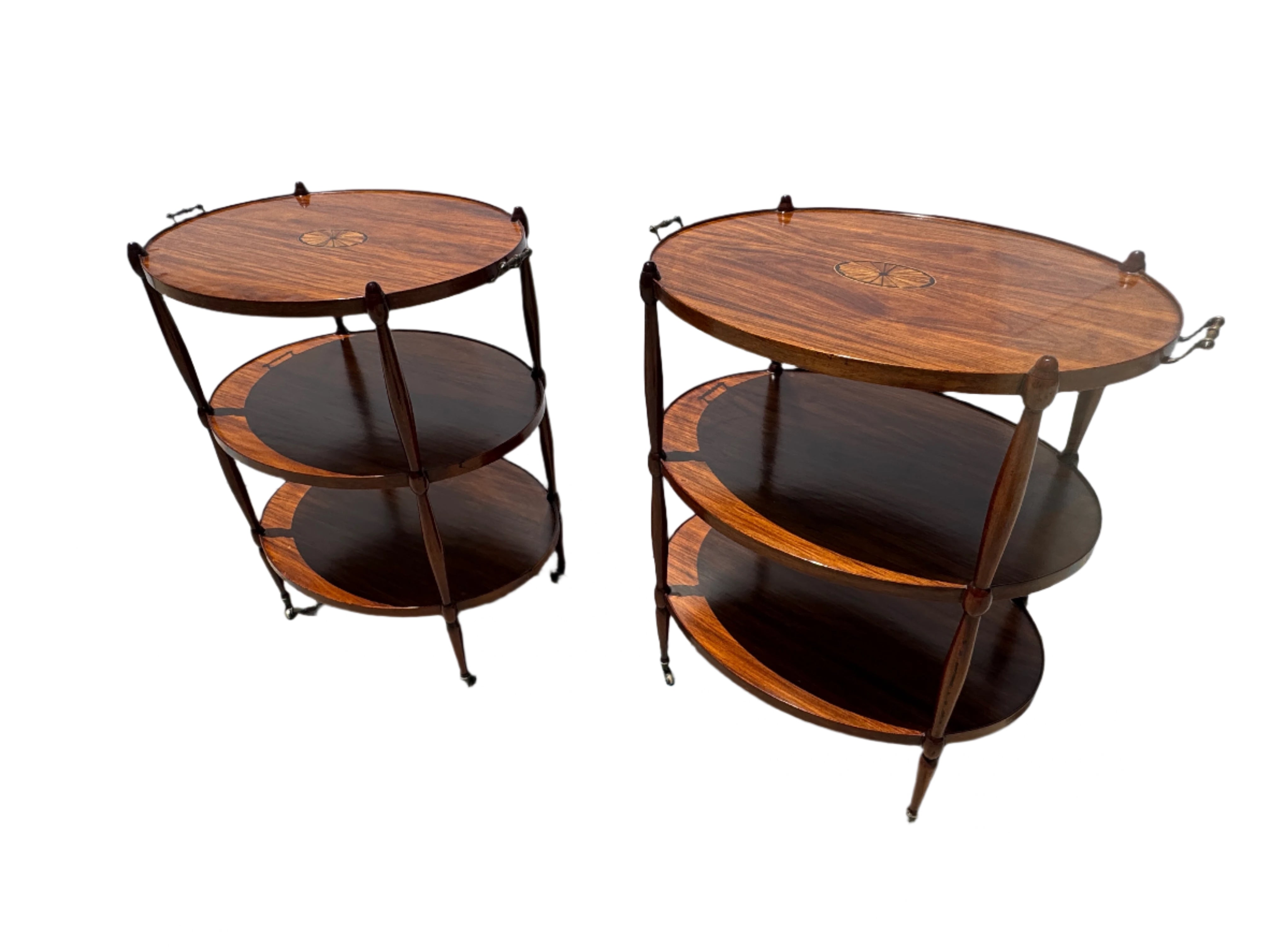 Pair Restored English Oval Serving or Bar Tables | Work of Man
