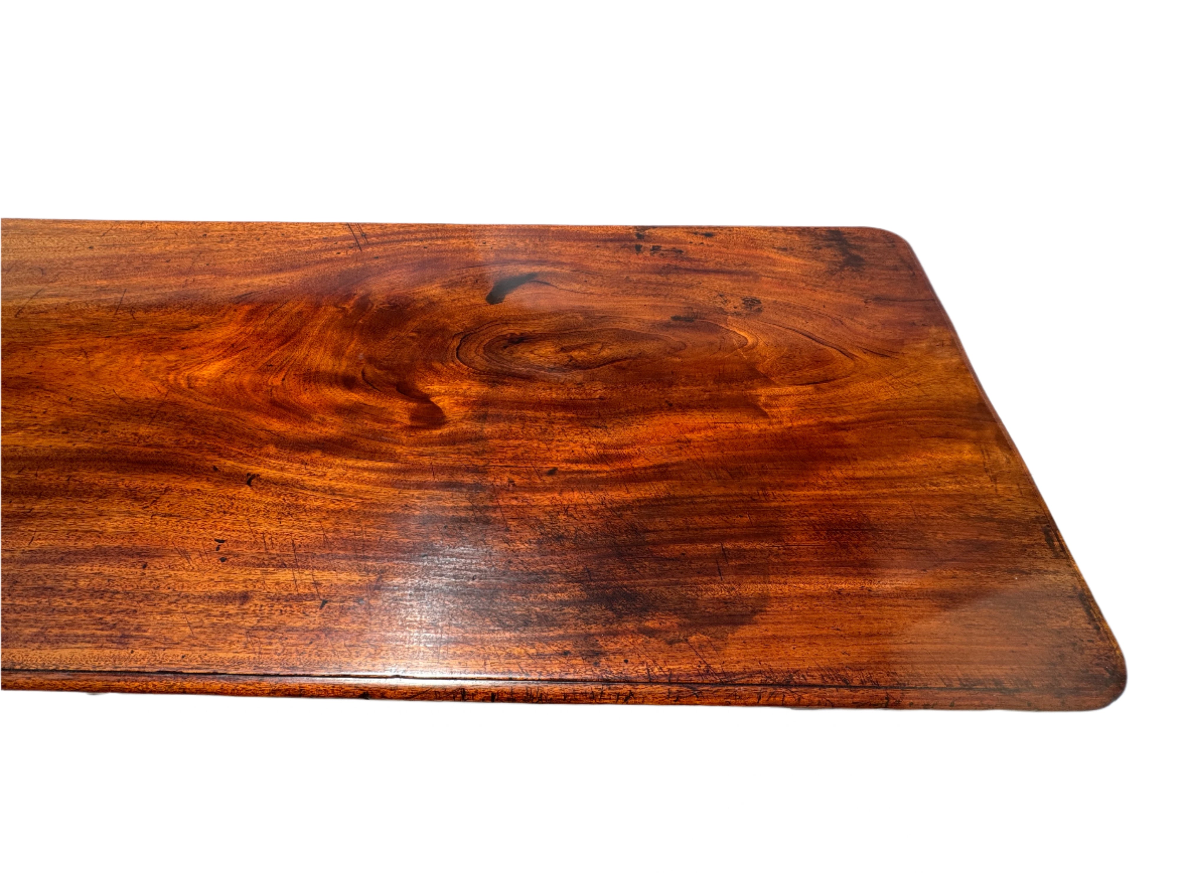  Antique American Classical Single Plank Mahogany Farm Table  Mid 19th Century | Work of Man