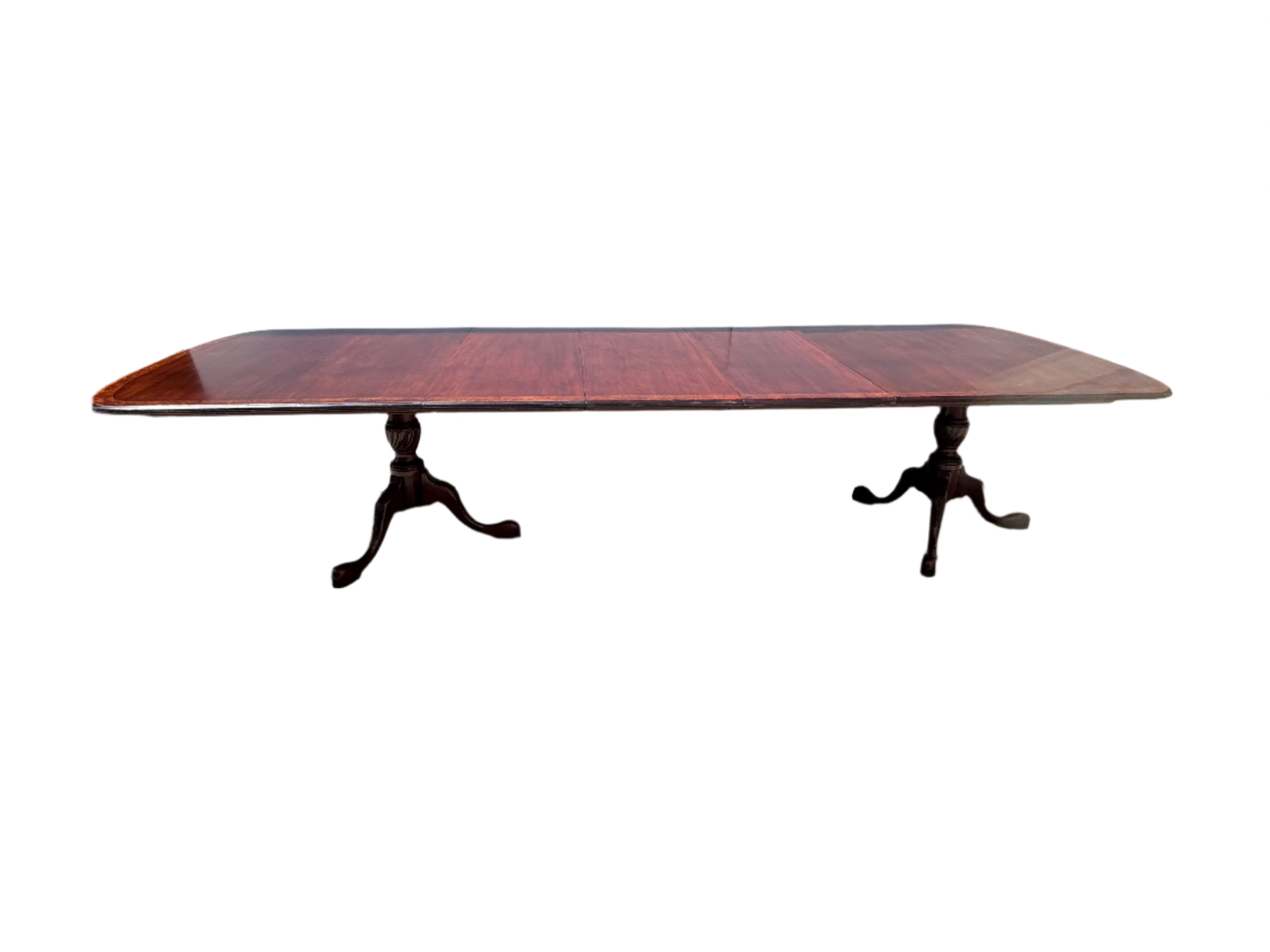 Restored Mahogany Georgian Double Pedestal Dining Table With Three Leaves | Work of Man