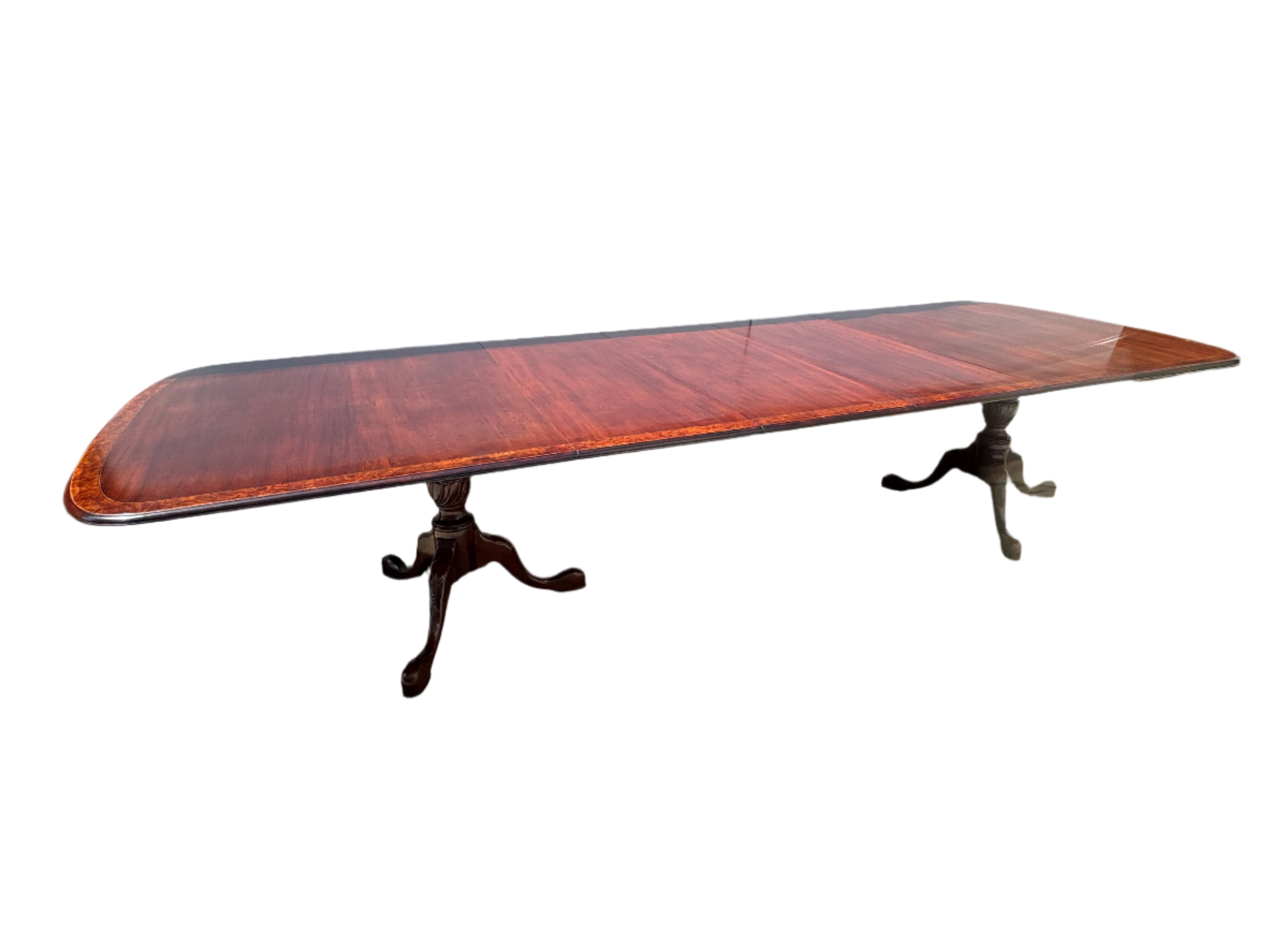 Restored Mahogany Georgian Double Pedestal Dining Table With Three Leaves | Work of Man