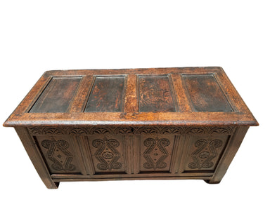 Antique Carved Oak Jacobean Blanket Chest Early 19th Century | Work of Man