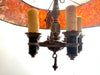 Antique 1920's Patinated Metal Five Light Chandelier With Mica Shade | Work of Man