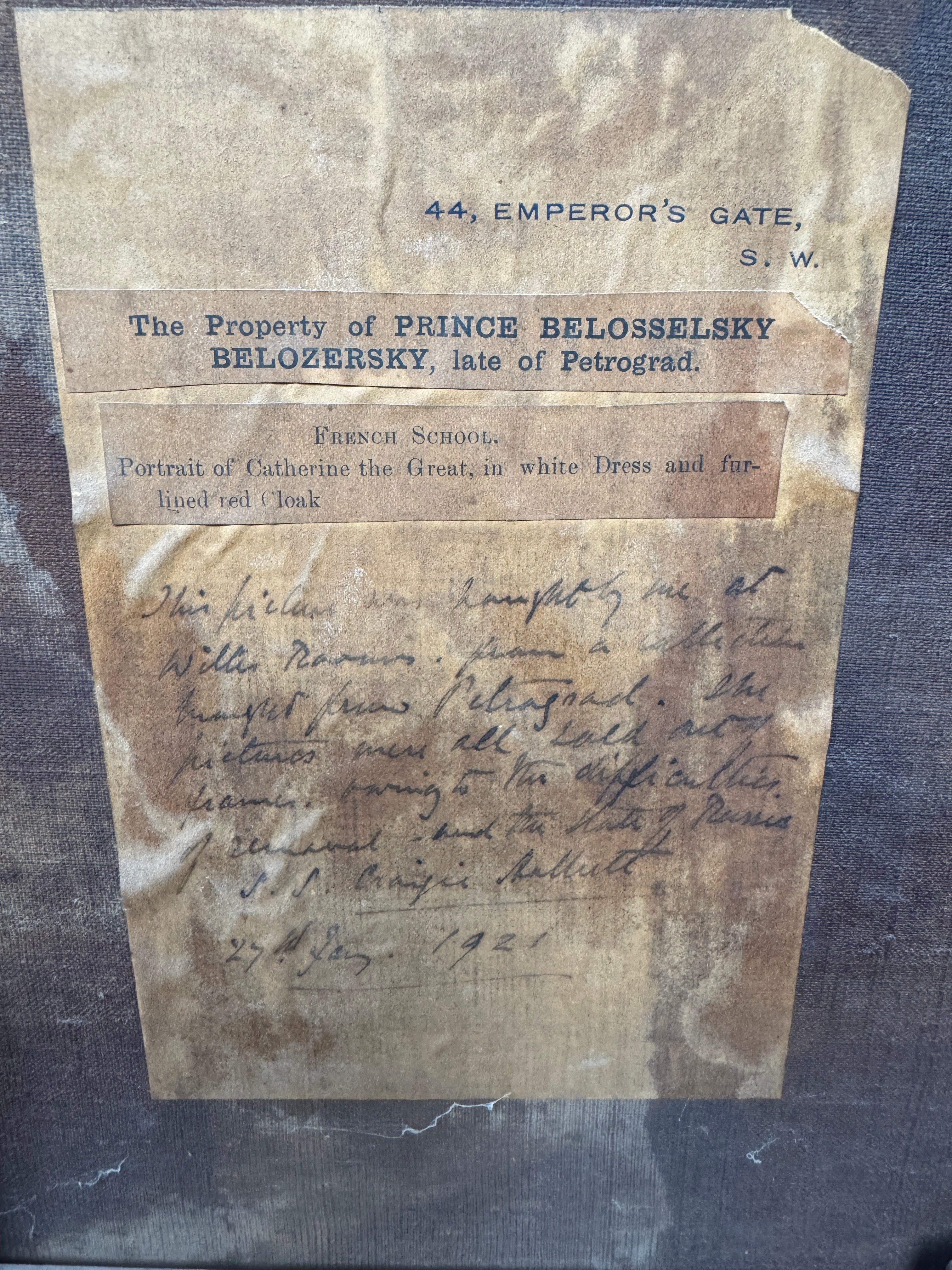 AW990: Antique 18th Century French Oil Portrait Painting of Catherine the Great