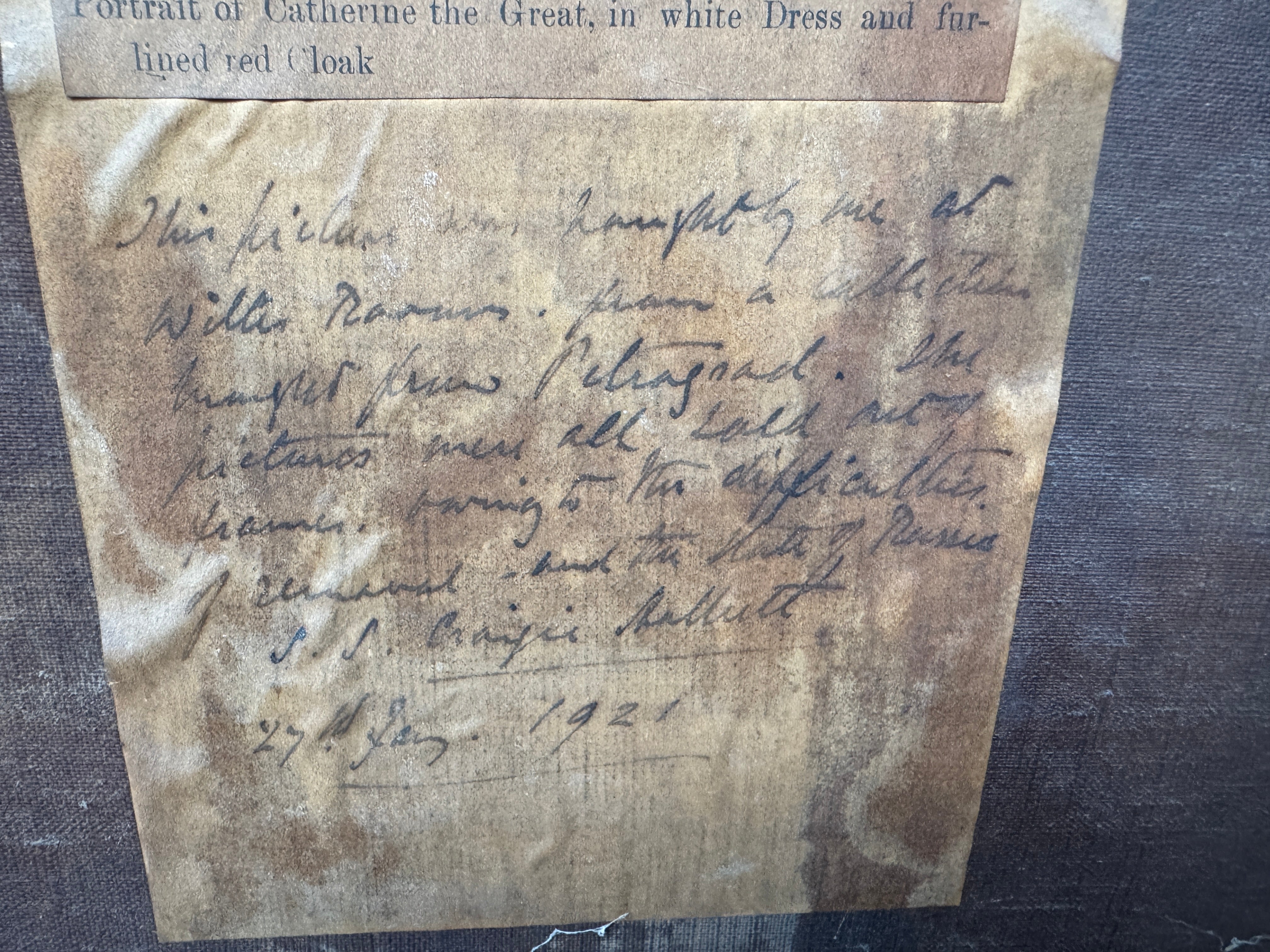 AW990: Antique 18th Century French Oil Portrait Painting of Catherine the Great