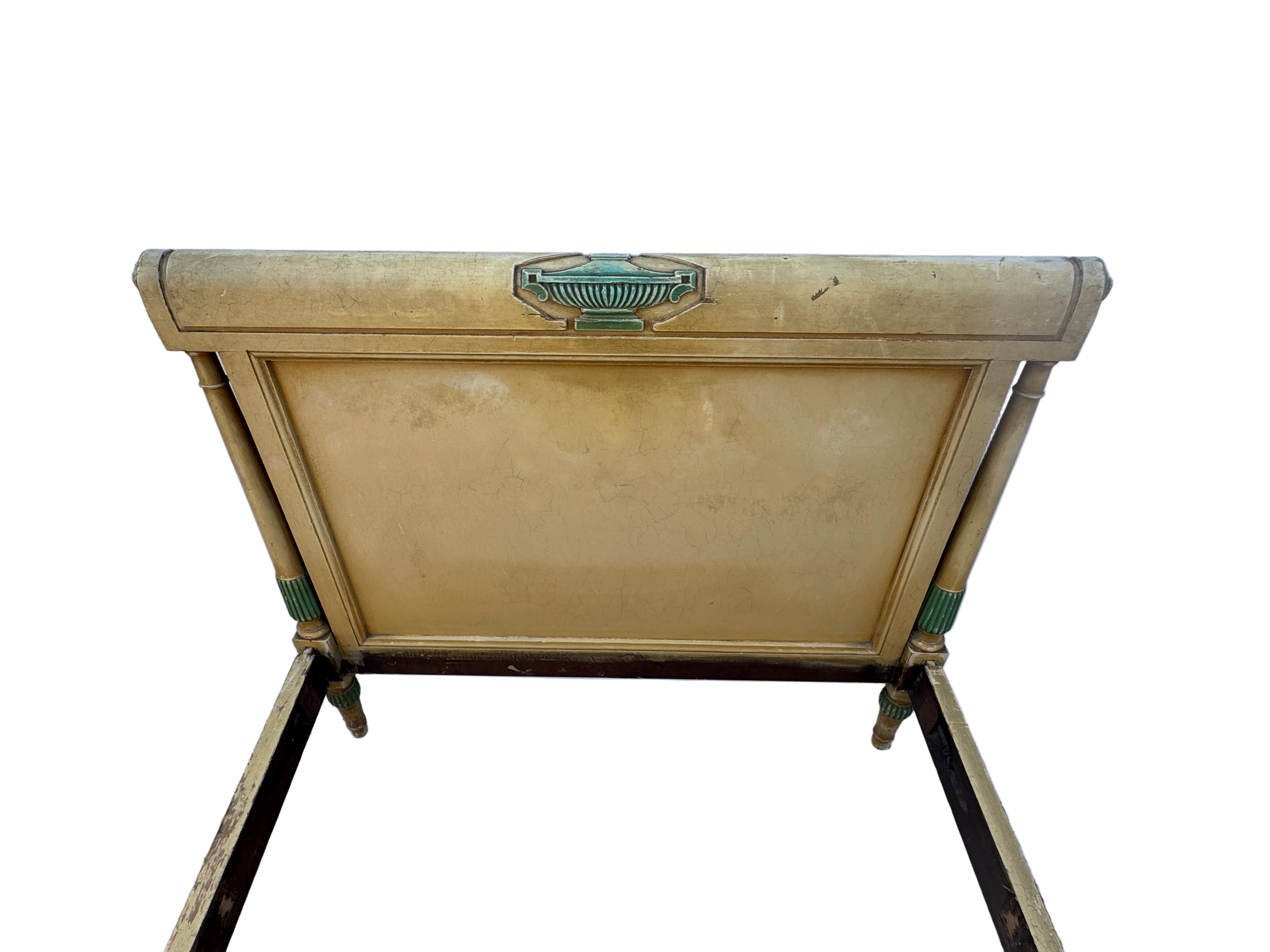 Circa 1930's Neoclassical Polychrome Day Bed With Custom Mattress | Work of Man