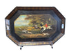 Antique English Tole Tray Table Fox Hunt Scene | Work of Man