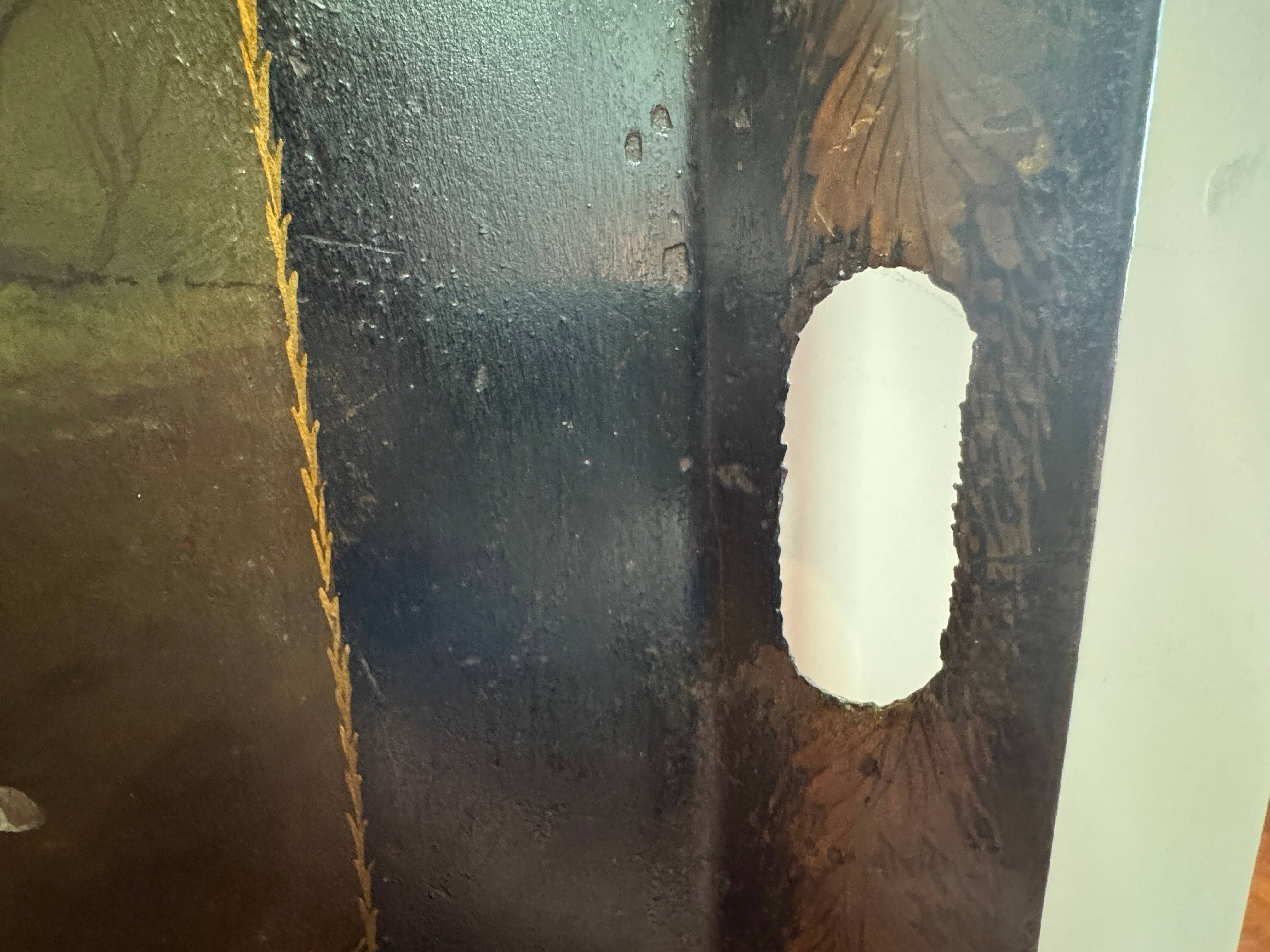 AF1-183: Antique English Tole Tray Table With Hand Painted Fox Hunt Scene Early 19th Century