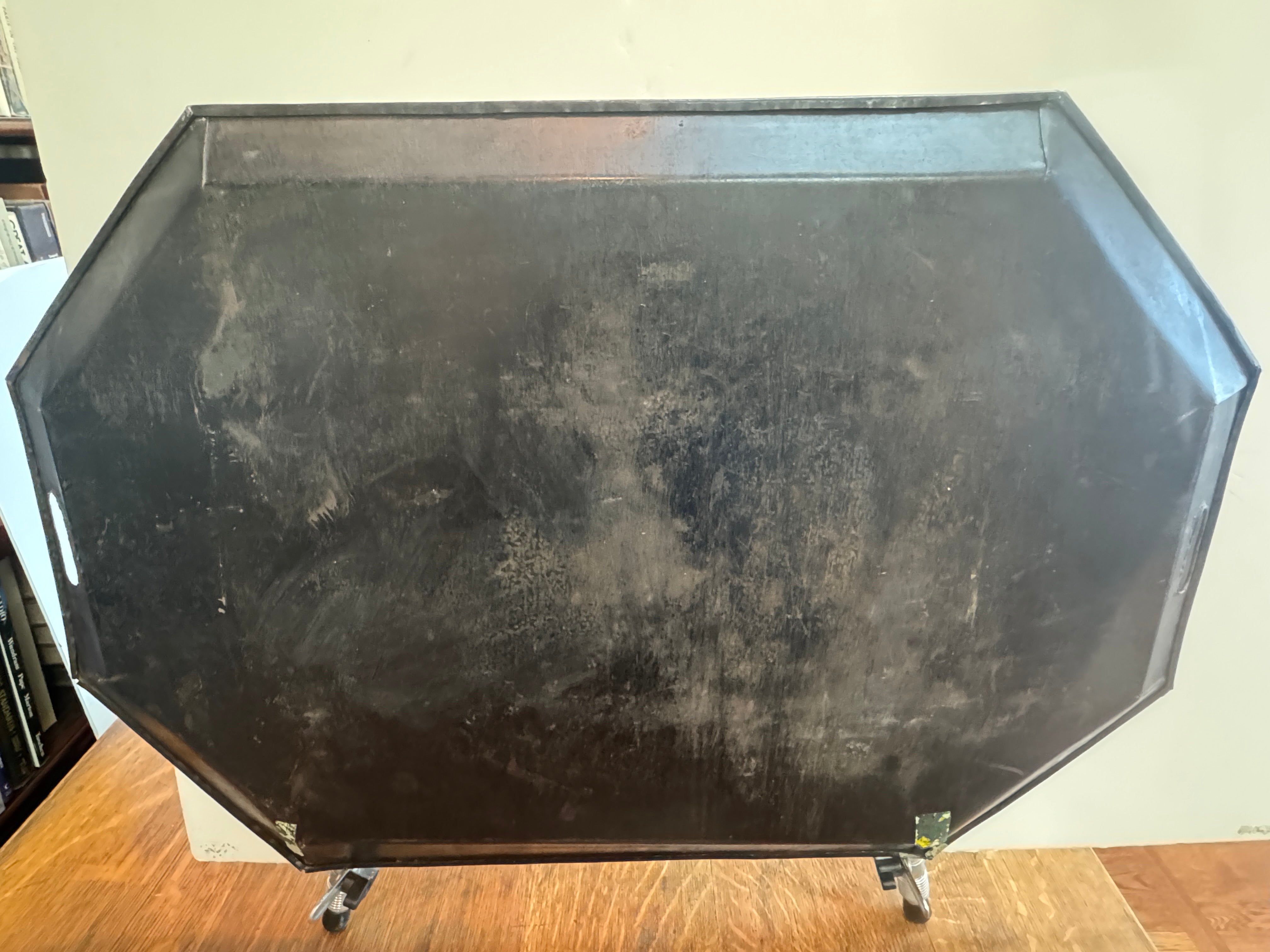 AF1-183: Antique English Tole Tray Table With Hand Painted Fox Hunt Scene Early 19th Century